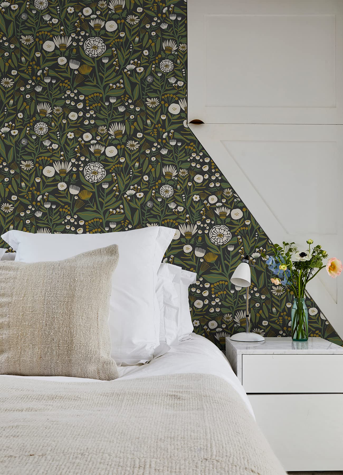 Black Marigold Forest Peel & Stick Wallpaper - Self-Adhesive Removable Wallpaper for Bedroom, Living Room, Nursery - Easy DIY Home Decor