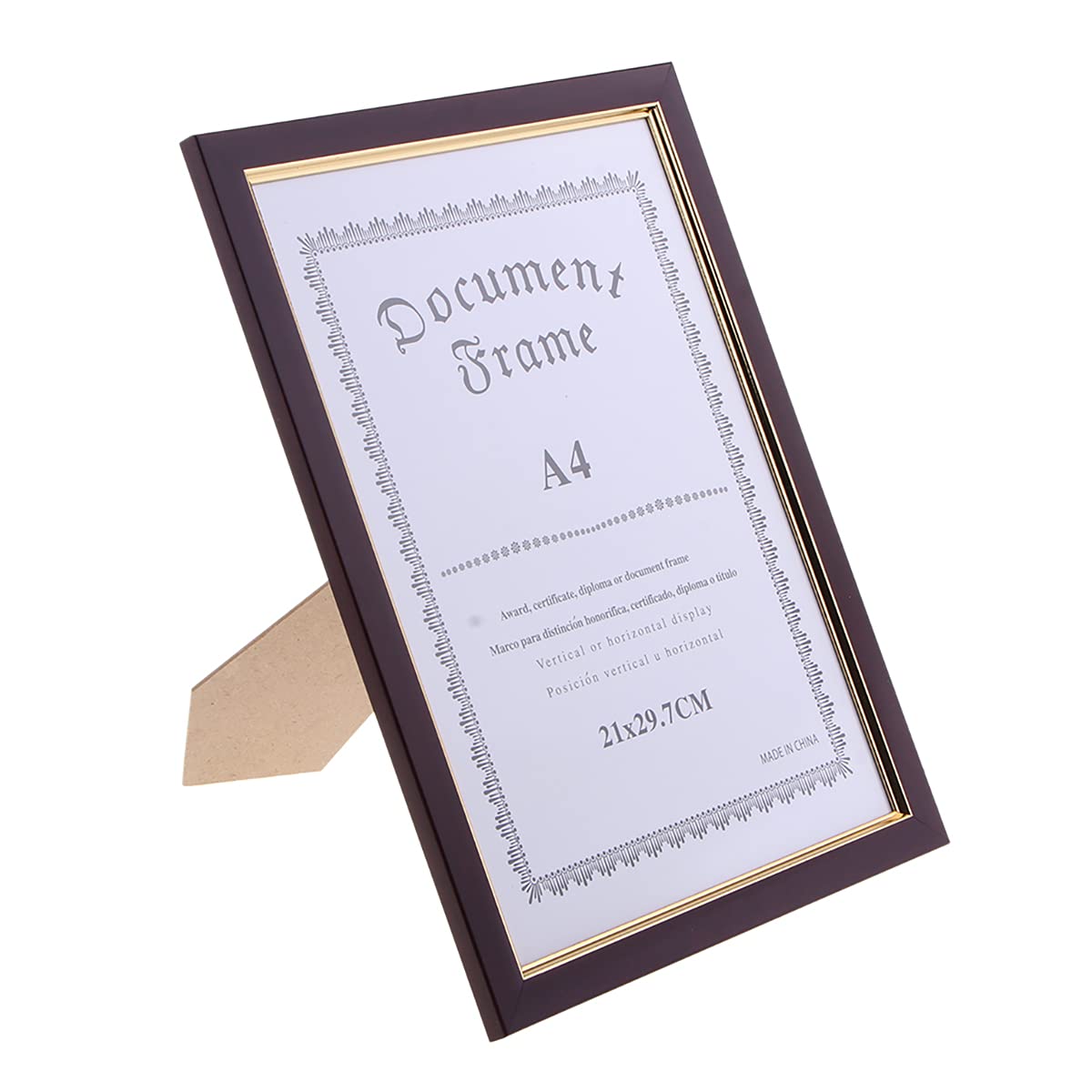 A4 Wooden Document Frame - Elegant Diploma, Certificate, Photo & Artwork Display for Table or Wall - Wine Red - Perfect for Home, Office & Gift Giving