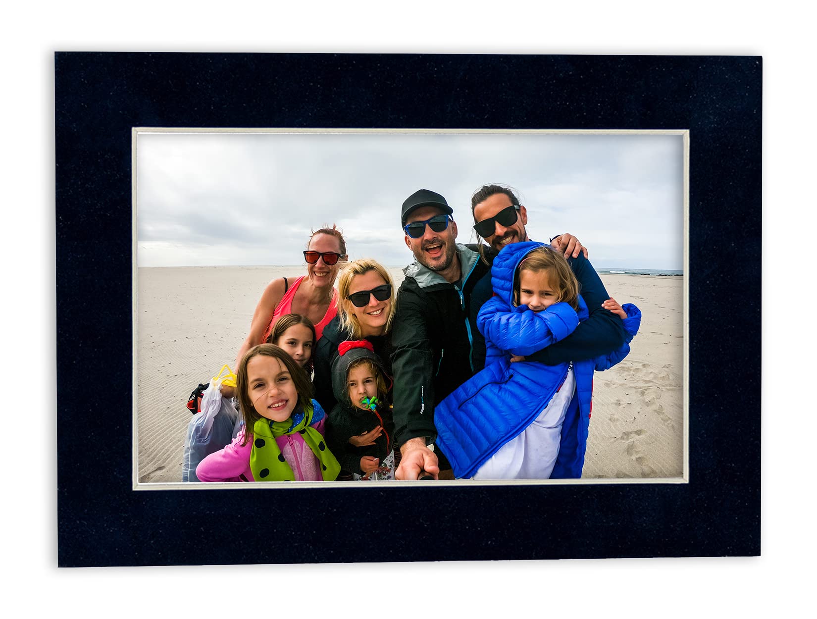 16x16 Inch Navy Suede Precut Mat Board for 12x12 Photos - Acid-Free Bevel Cut Picture Mat for Frames (Pack of 10) with Backing Boards & Clear Bags - Perfect for Displaying Art, Scrapbooking, and Photo Preservation