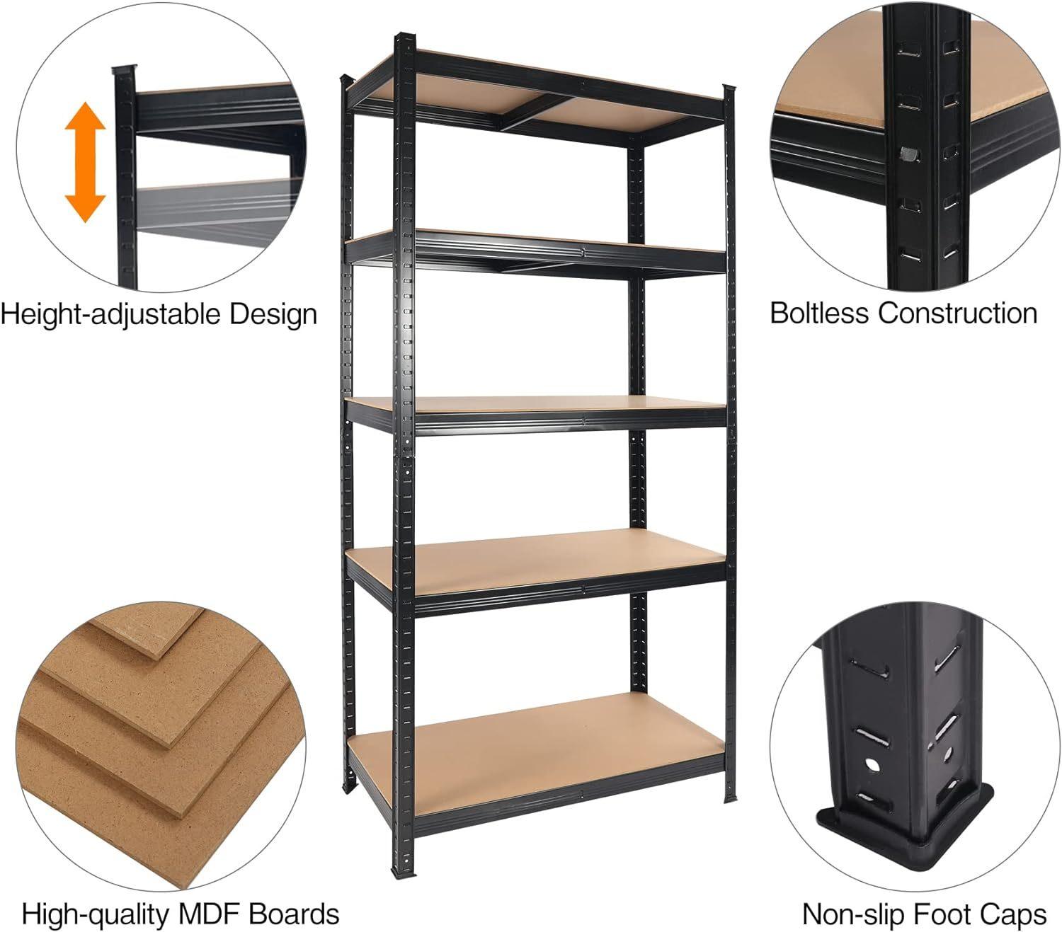2000LBS Heavy Duty Garage Storage Shelves - Industrial Strength Metal Racking Units for Workshop, Basement & Warehouse Organization