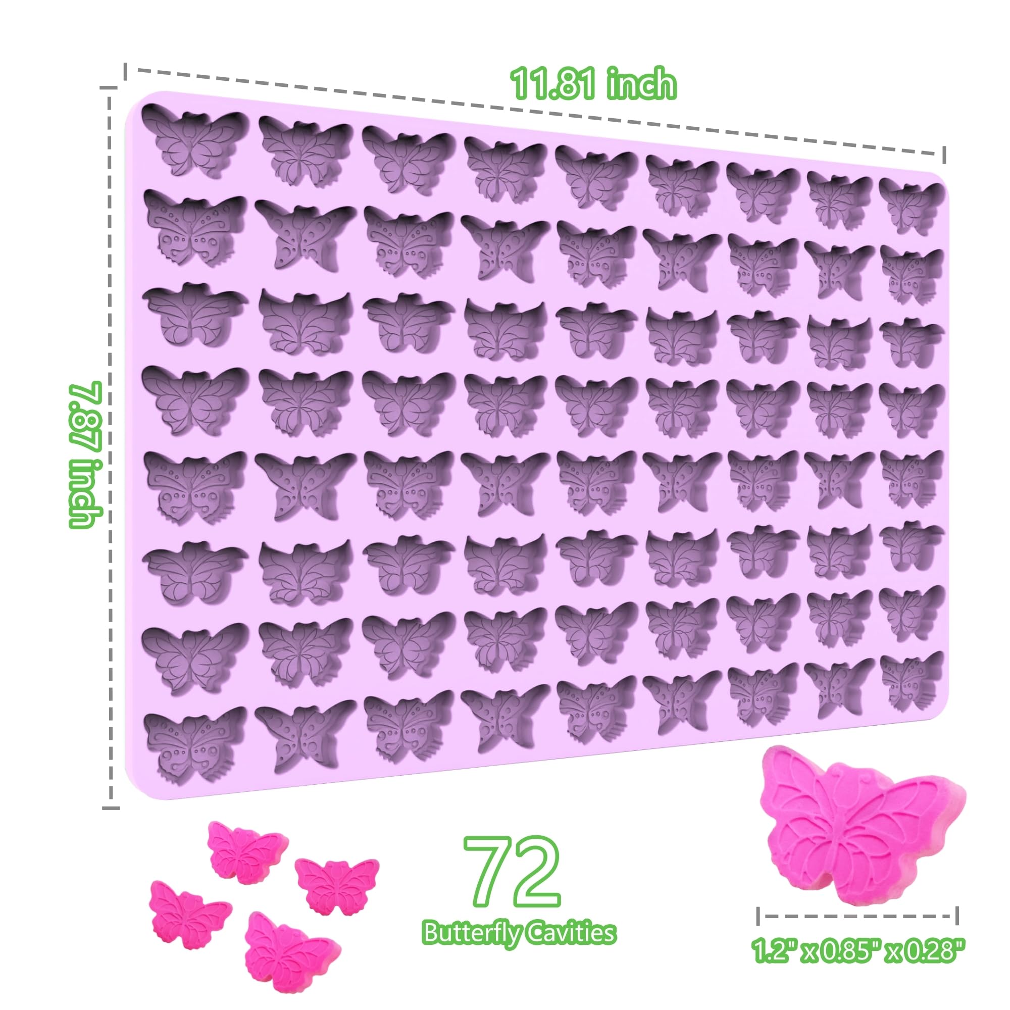 Butterfly Silicone Molds for Chocolate, Candy, Gummy, Ice Cubes & Resin Crafts - Set of 6 with Scraper Tool - Perfect for Baking, DIY Desserts, Party Decorations & Kids Activities