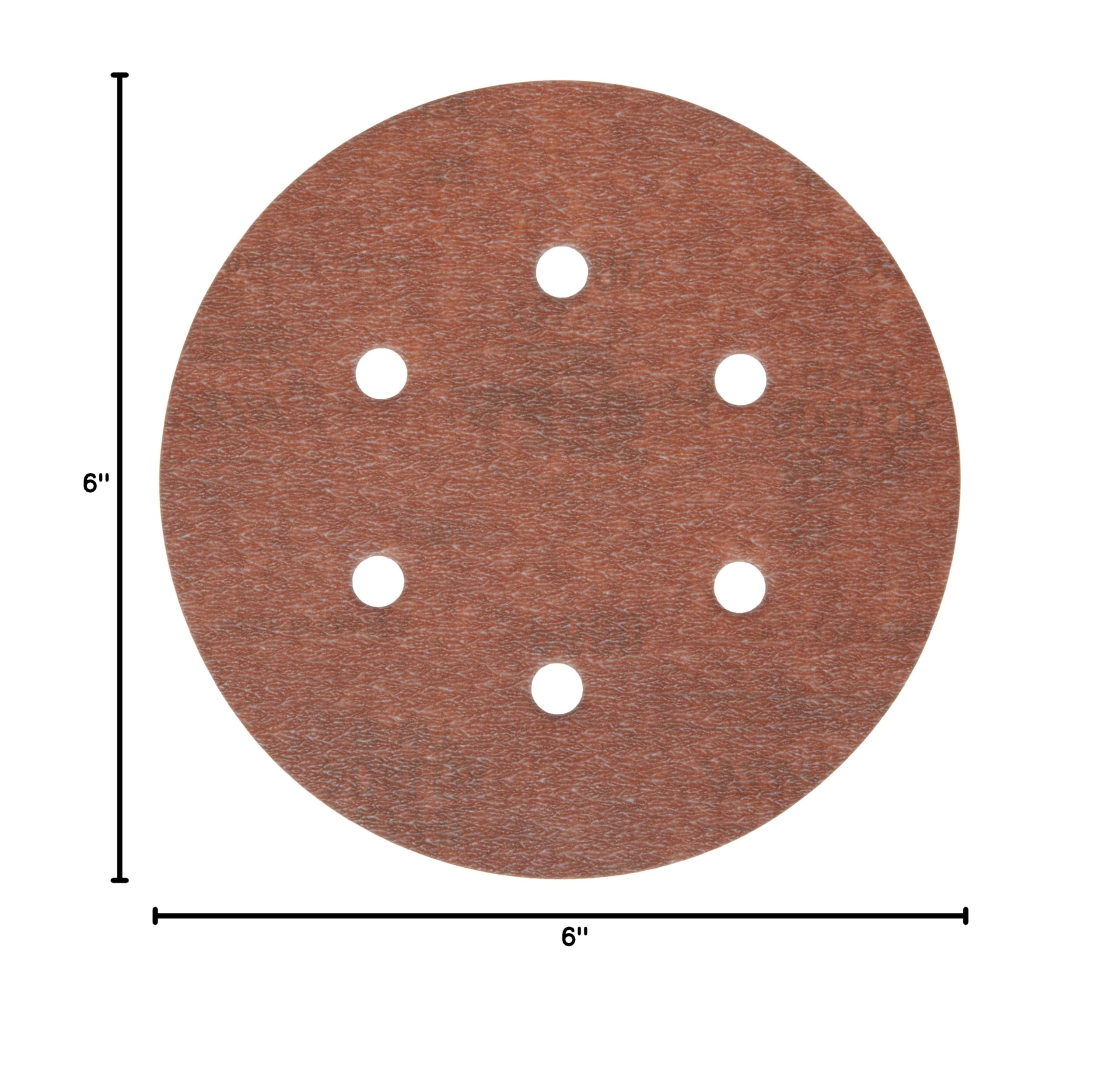 Norton A275 PSA Sanding Discs - 6 Inch 120 Grit Aluminum Oxide Abrasive Discs with Lightweight Paper Backing & Pressure Sensitive Adhesive - Waterproof, 6 Vacuum Holes (Pack of 25) - Perfect for Woodworking, Metal Polishing & DIY Projects