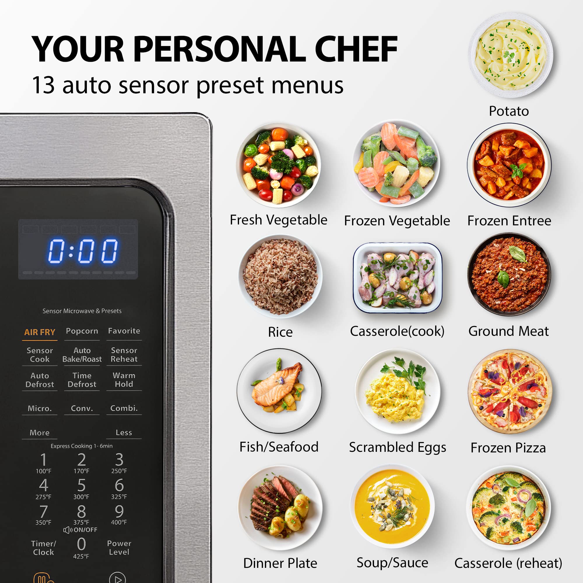 Toshiba 4-in-1 Air Fryer Microwave Oven Combo - 1.5 Cu Ft Countertop Convection Oven with Smart Sensor, Mute Function & 13.6