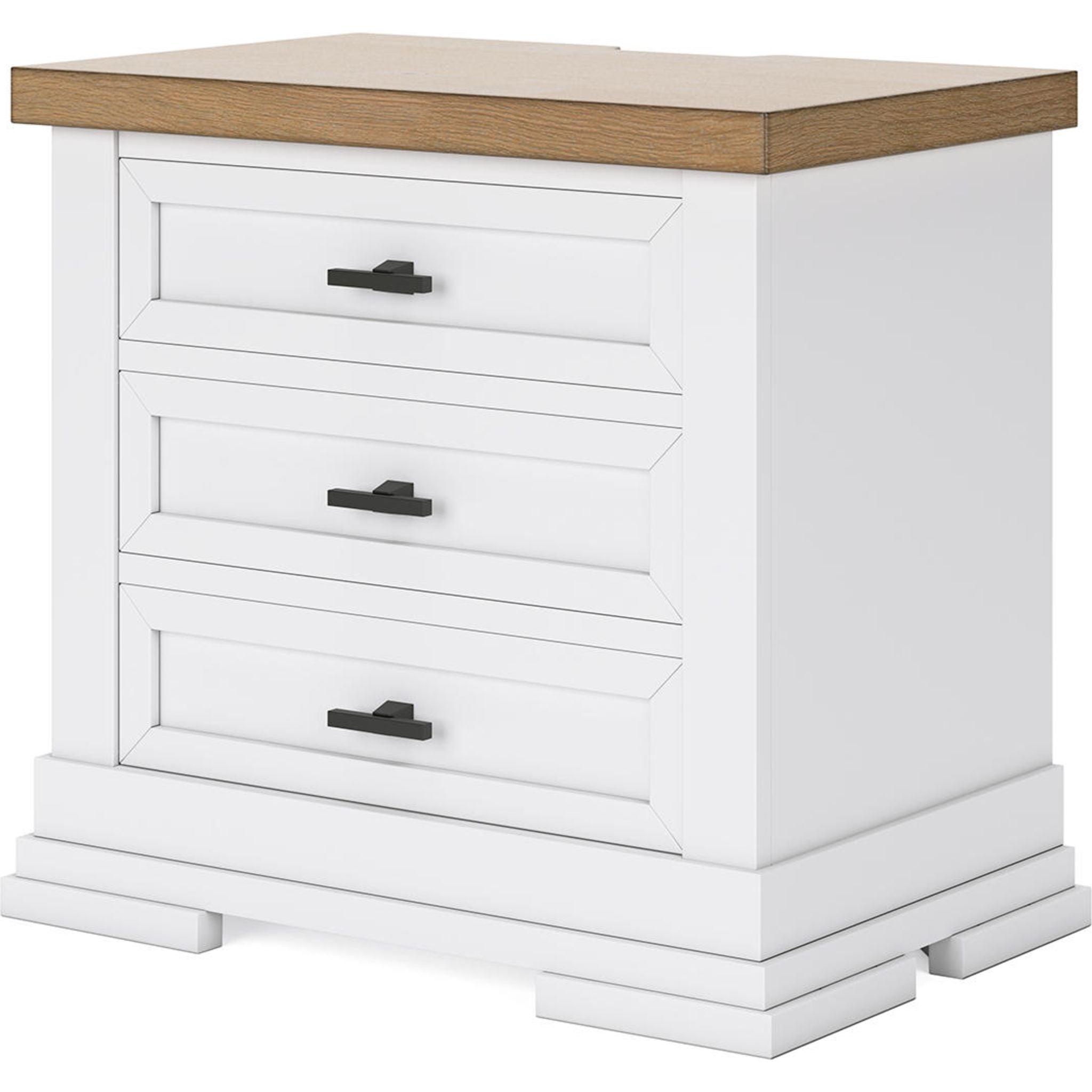 Ashbryn Nightstand - White & Natural Wood Bedside Table with Drawer - Perfect for Bedroom, Guest Room, or Dorm Decor
