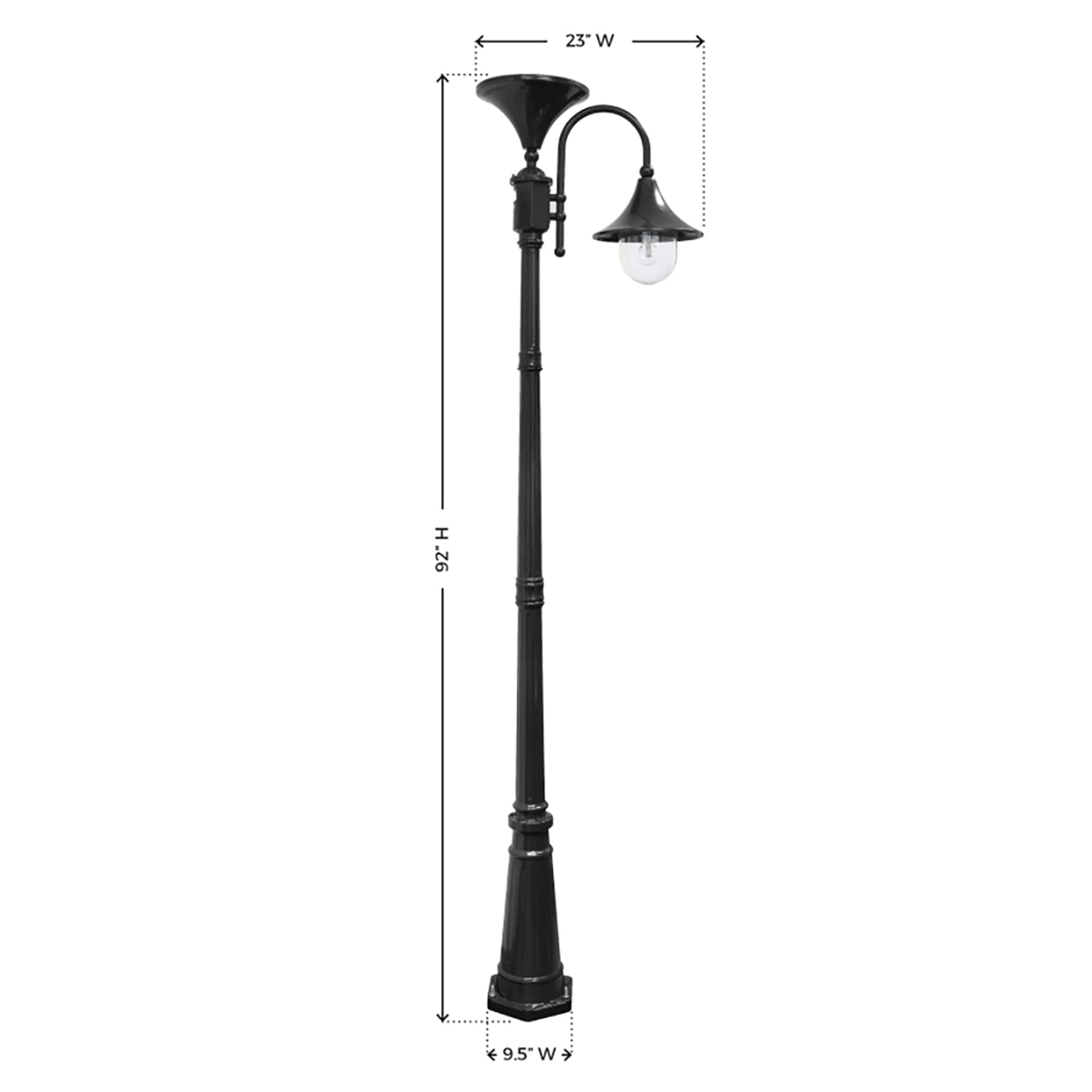 Gama Solar Everest Solar Lamp Post Light Kit - Black Cast Aluminum Outdoor Downlight with 2700K Warm White LED - Industrial Style Light Pole & Concrete Anchors - Perfect for Driveways, Gardens & Pathways