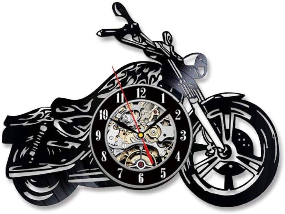 12-Inch Retro Vinyl Record LED Wall Clock - Silent Quartz Movement with 7 Color Changing Modes | Unique Motorcycle Theme Wall Art for Kids Room, Living Room & Office Decor | Perfect Gift for Friends and Home Decoration