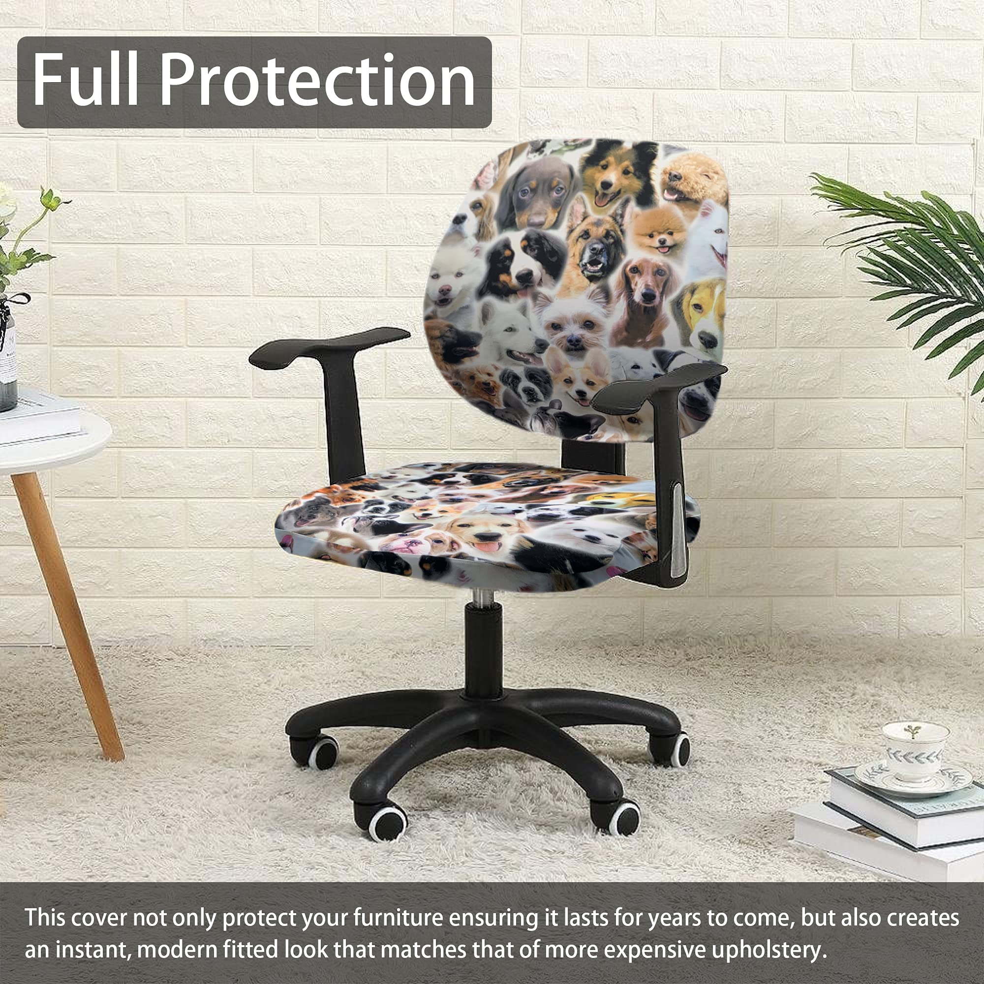 Stretchable Office Chair Cover Set - 2-Piece Waterproof Computer Desk Chair Seat Protector for Home & Office Use | Fits Swivel Chairs, Prevents Stains & Wear