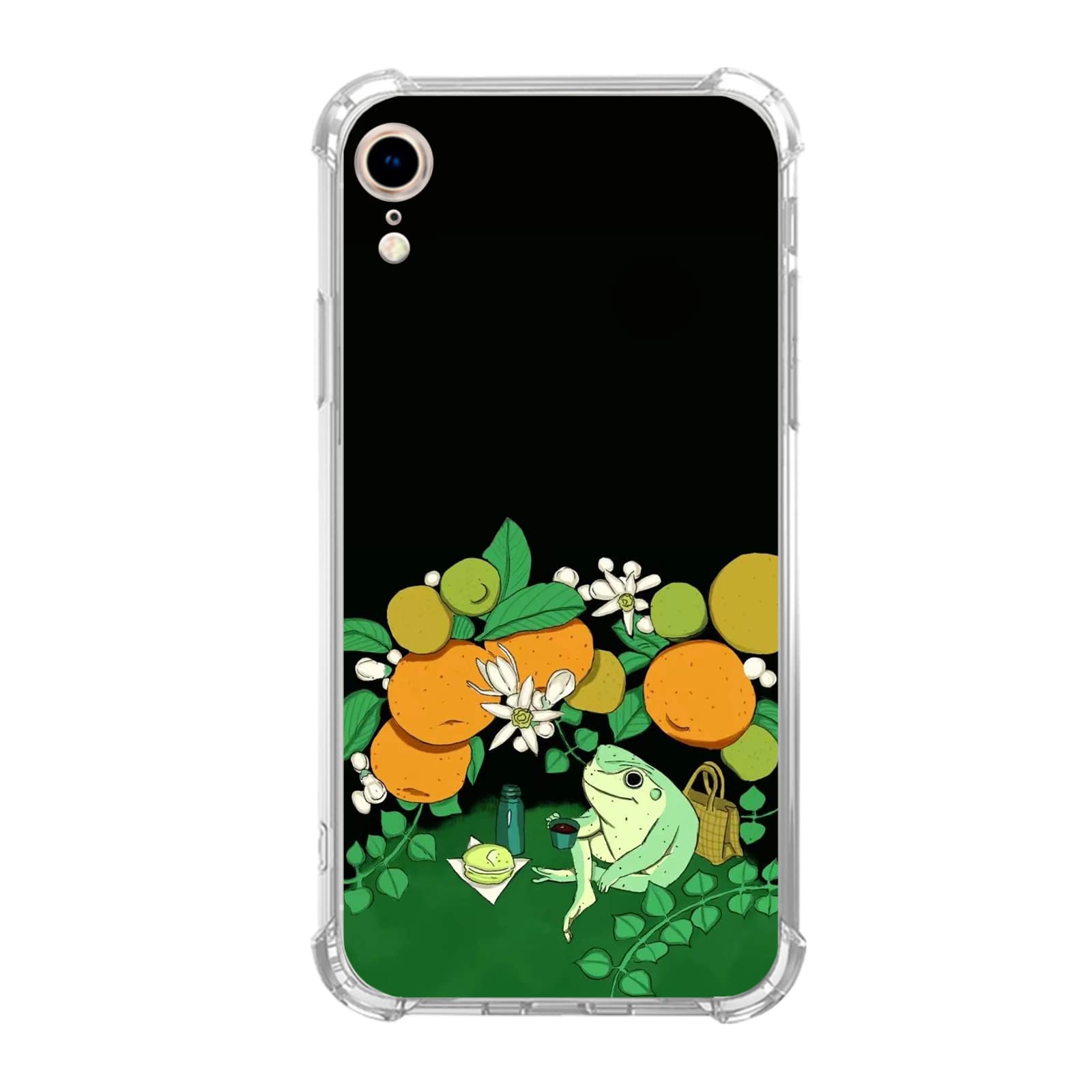 Hippie Cute Frog Drinking Coffee Phone Case for iPhone XR - Trendy TPU Bumper Cover for Teens & Adults - Perfect for Coffee Lovers, Nature Enthusiasts & Unique Style Seekers