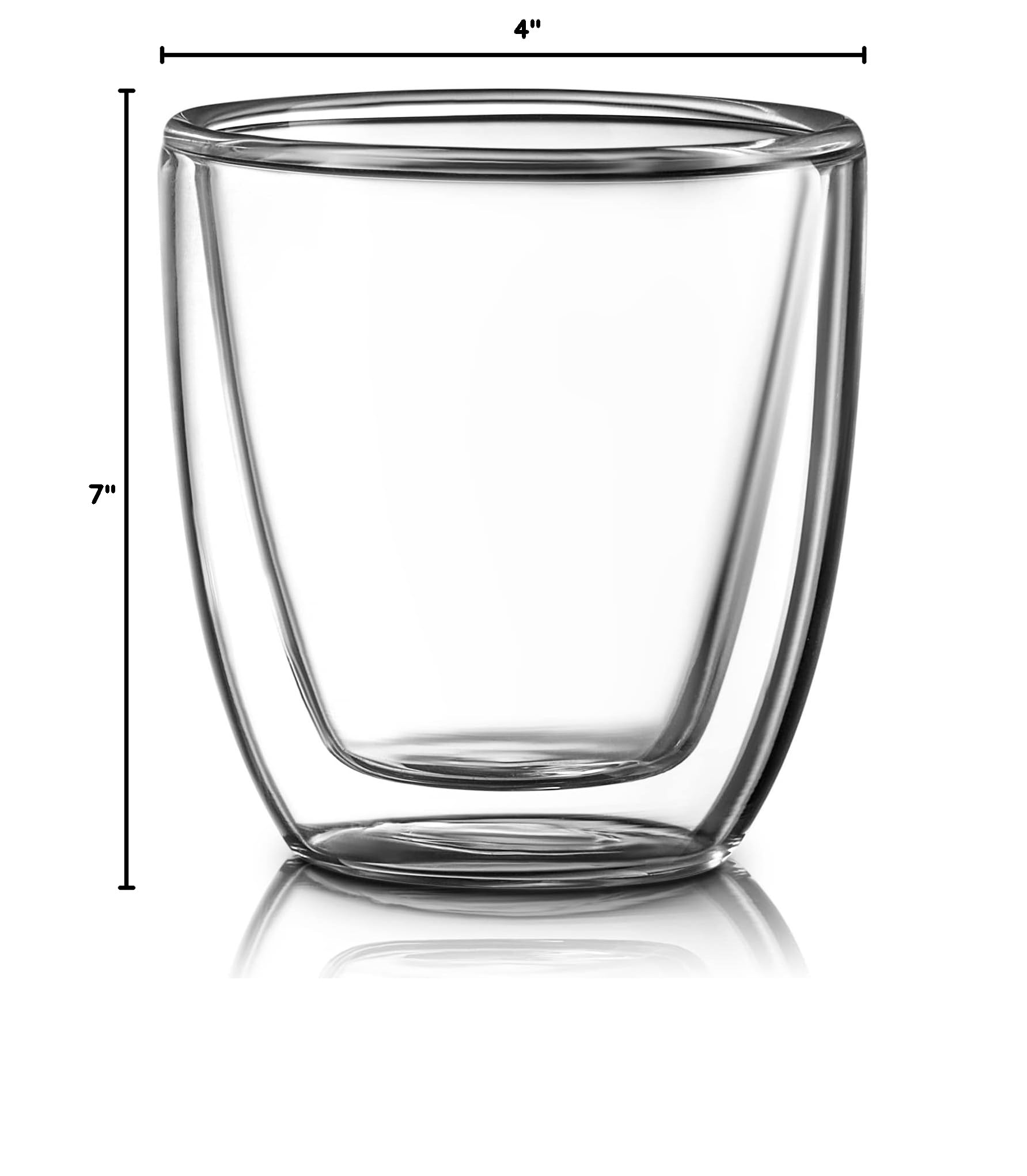 Double Wall Espresso Cups Set of 4 - 2.7oz Italian Style Clear Glass Doppio Coffee Cups - Heat Resistant Espresso Accessories for Home, Cafe & Restaurant Use