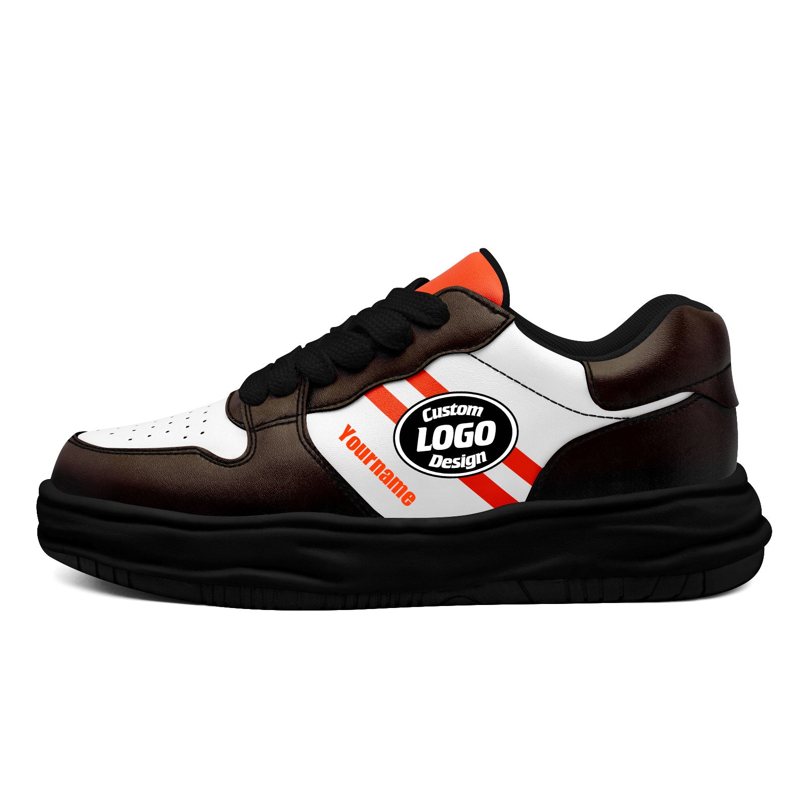 Custom Brown & Orange Cleveland Shoes - Personalized Sneakers for Men & Women (Style FN032 D020389) | Perfect for Casual Wear, Sports & Fashion Street Style
