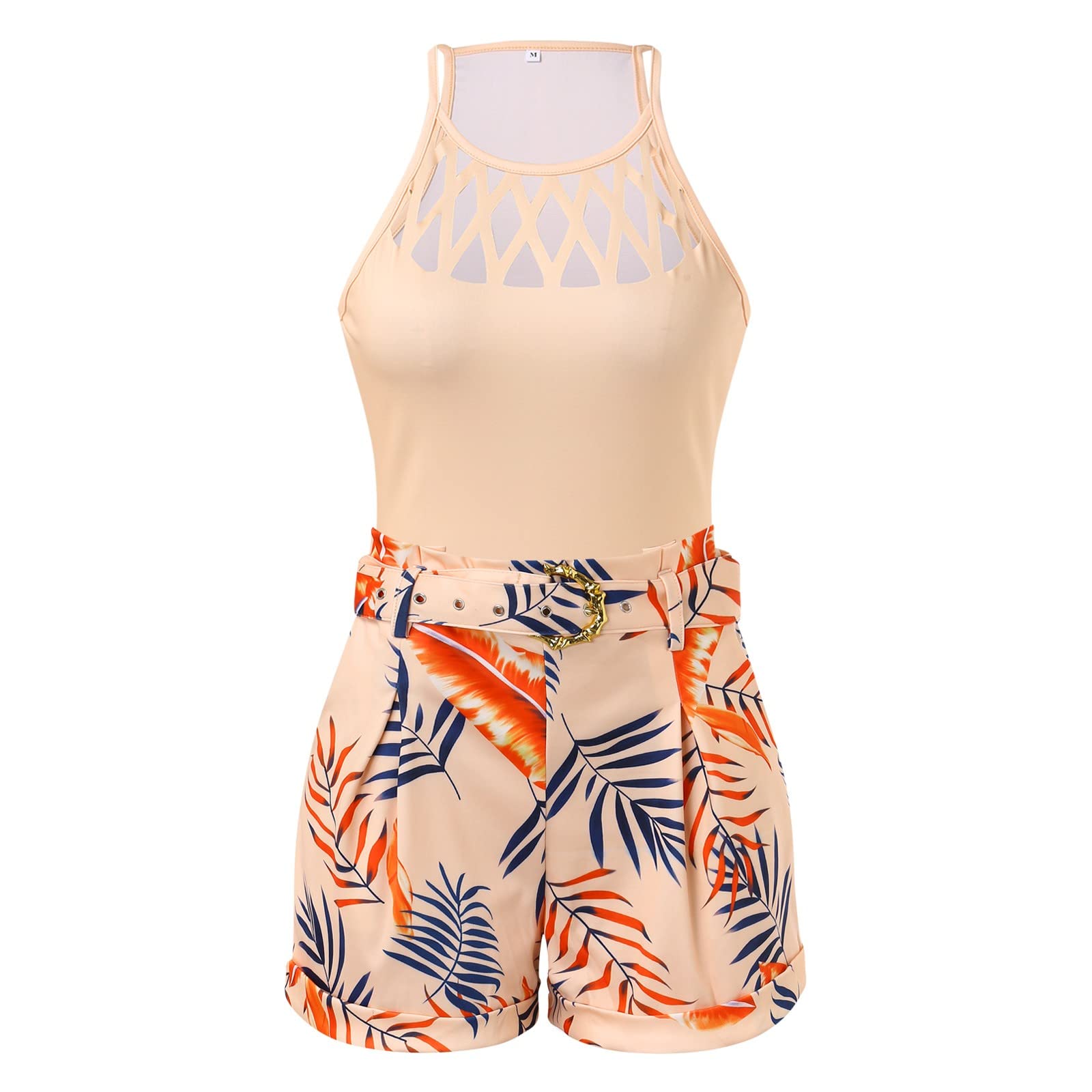 Rvidbe Women's 2-Piece Outfit Set - Sleeveless Shirt & Biker Shorts | Plus Size Spring/Summer Fashion | Casual & Dressy Outfits for Gym, Beach & Streetwear | 2023 Trendy Women's Clothing