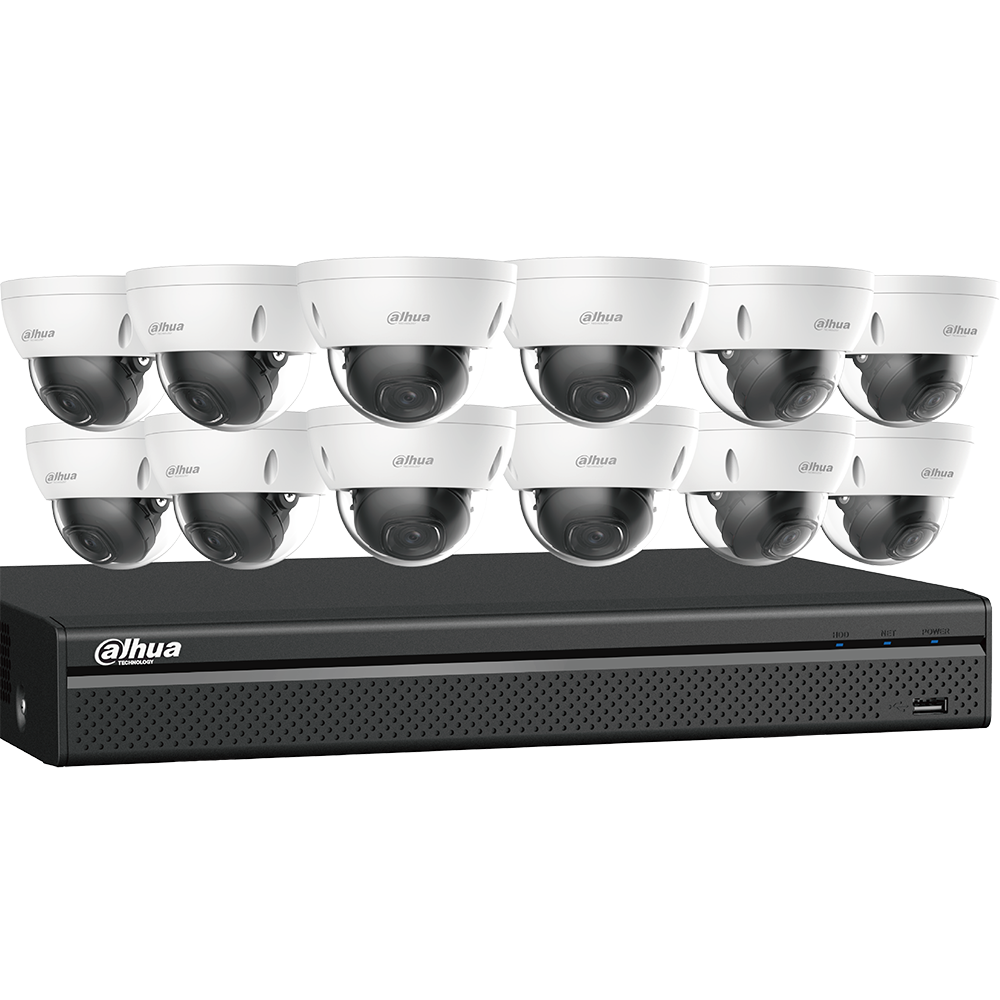 Dahua N568D124S 4K Starlight Security Camera System - 12 x 4K Dome IP Cameras with 16 Channel NVR for 24/7 Surveillance | Ideal for Home, Business & Outdoor Security Monitoring