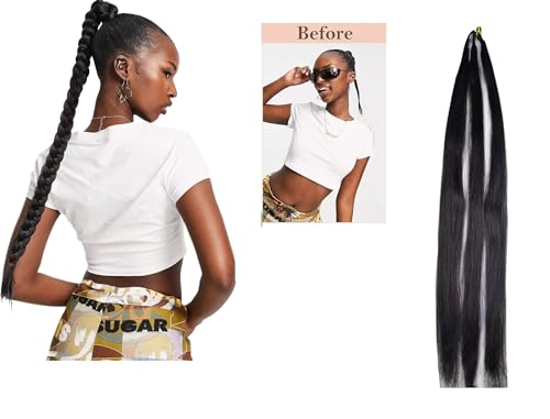 24 Inch Black Parandi Choti Hair Extensions for Women - Artificial Hair Braid for Weddings, Parties & Special Occasions