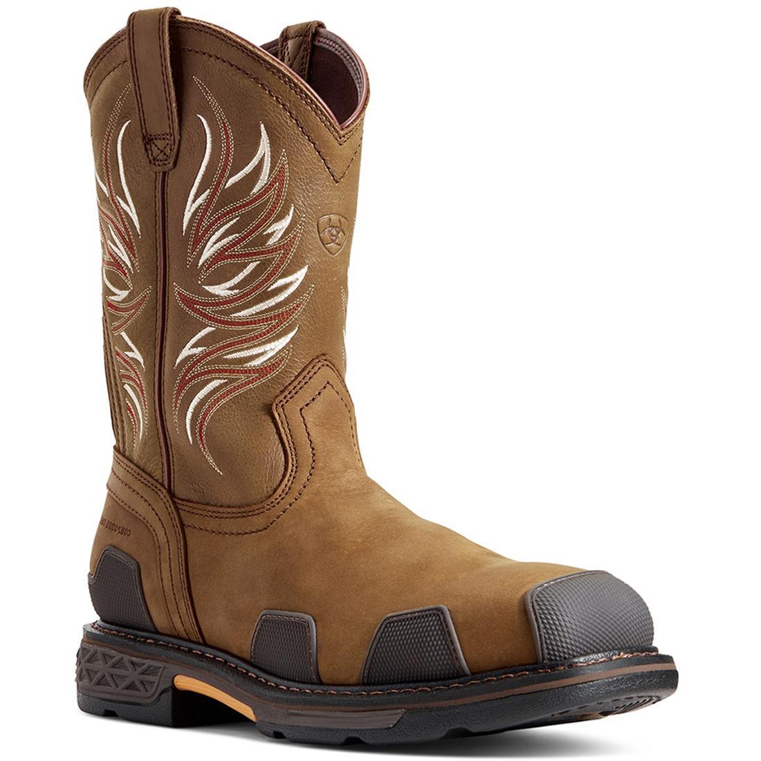 OverDrive Composite Toe Wide Square Toe Work Boots for Men - Alamo Brown - Safety Shoes for Construction, Warehouse & Outdoor Work