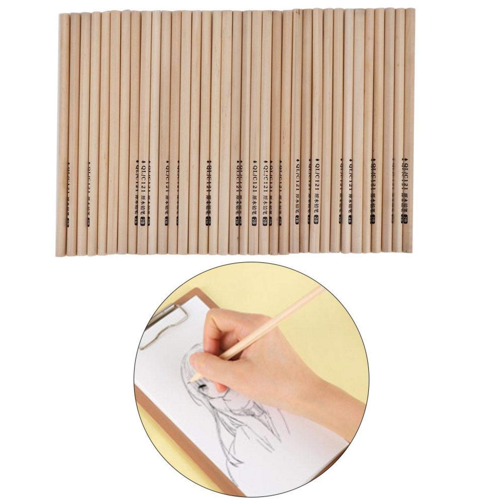 Zerodis 50-Pack HB 2B Pencils - Bulk Wooden Hexagonal Graphite Pencils for School, Office & Exams - Perfect for Standardized Testing, Classroom Writing & Art Sketching