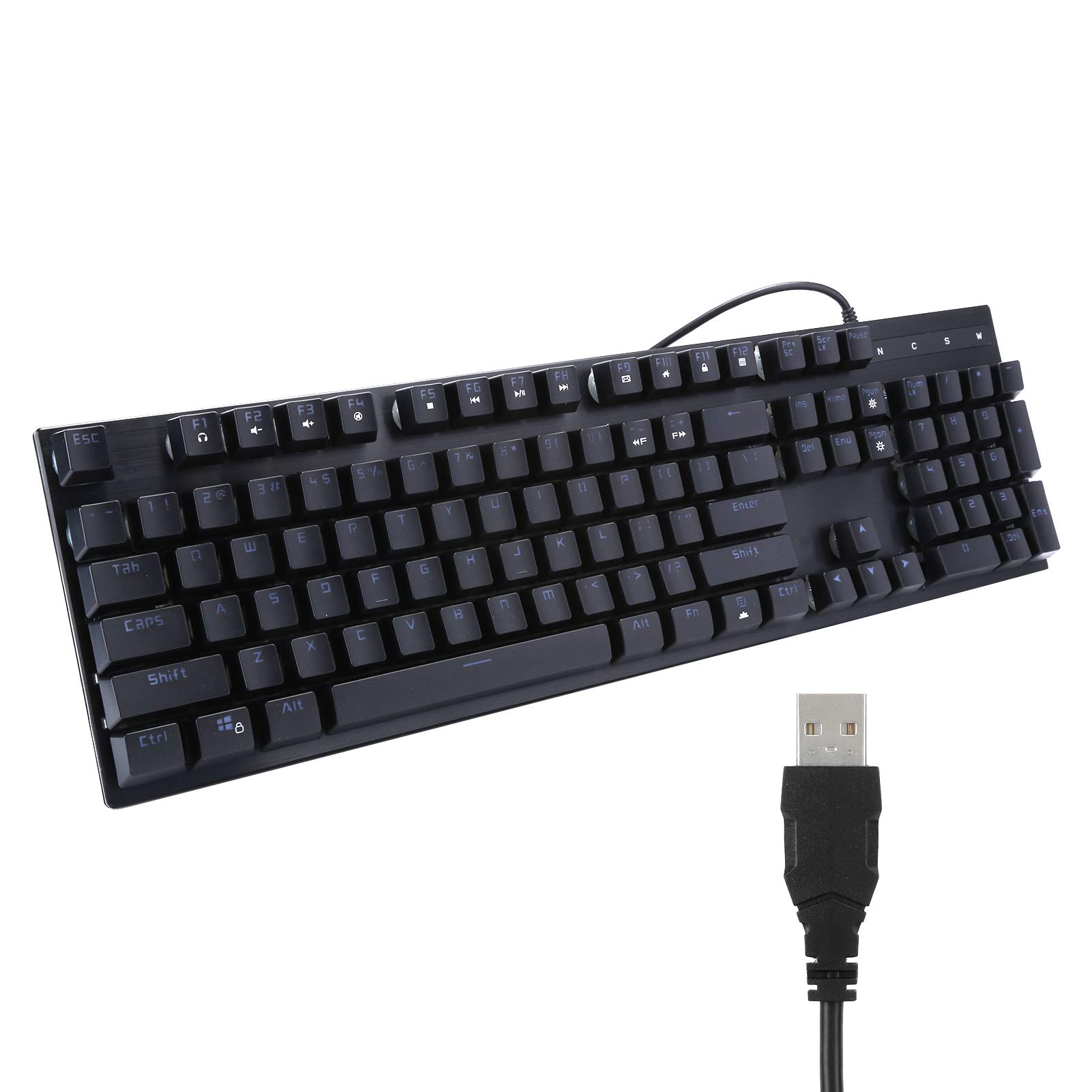 753 Gaming Keyboard - USB Wired Mechanical Feel Keyboard with Floating Design, Green LED Backlit & Ergonomic for PC Gamers - Perfect for FPS, MOBA Games and Office Typing