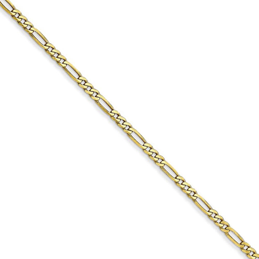 The Black Bow 1.75mm 10k Yellow Gold Solid Concave Figaro Chain Necklace for Men & Women, Perfect for Everyday Wear, Gifts, and Special Occasions