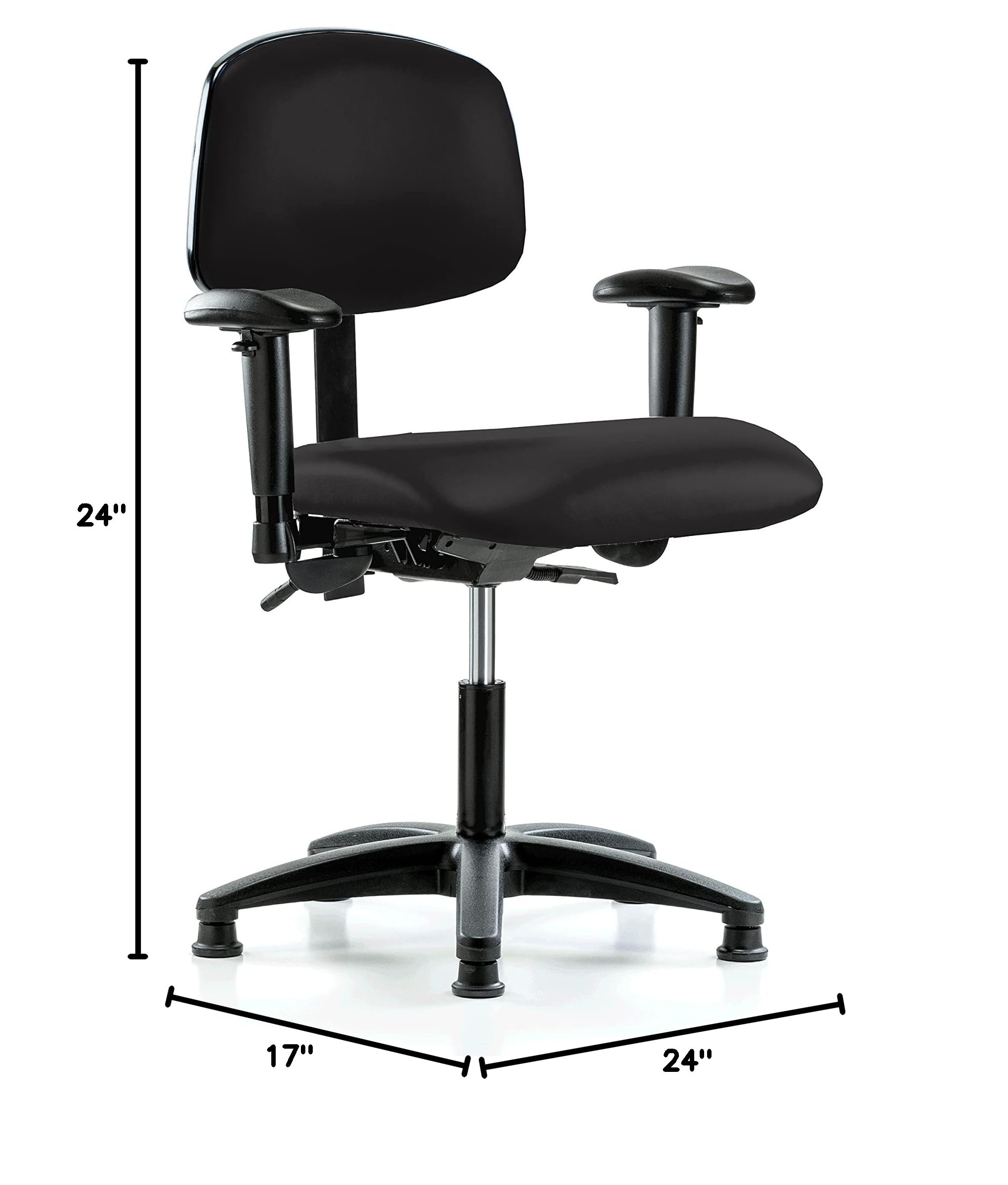 Ergonomic Perch Multi-Task Swivel Chair with Adjustable Stationary Caps - Black Vinyl Office Chair for Standing Desk - Perfect for Home Office, Gaming & Workspace Comfort