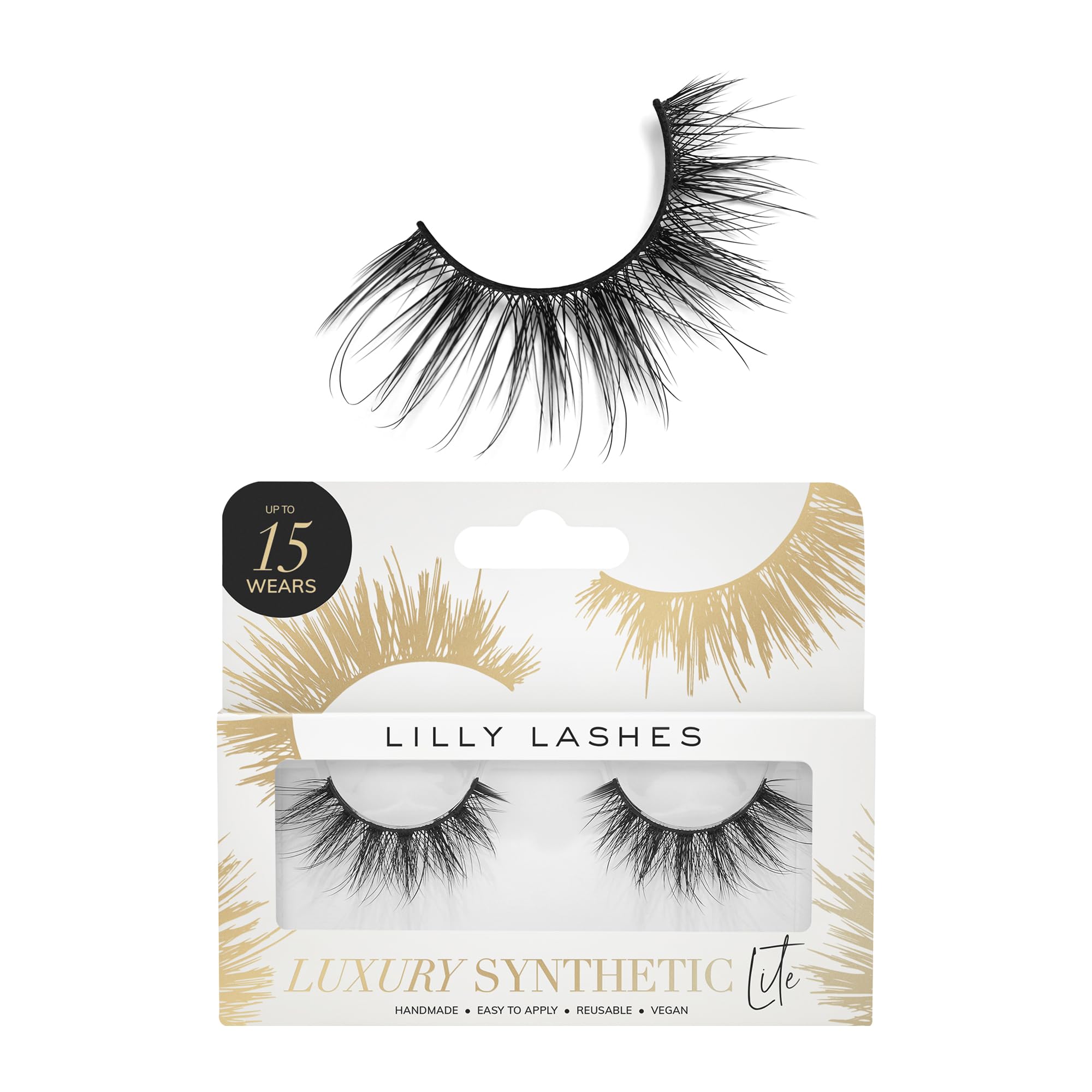 Lilly Lashes Luxury Synthetic LITE False Eyelashes - 16mm Full Length Cat Eye Lashes for Natural Volume & Flare Shape | Reusable 15 Times | Perfect for Parties, Weddings & Special Occasions (Allure)
