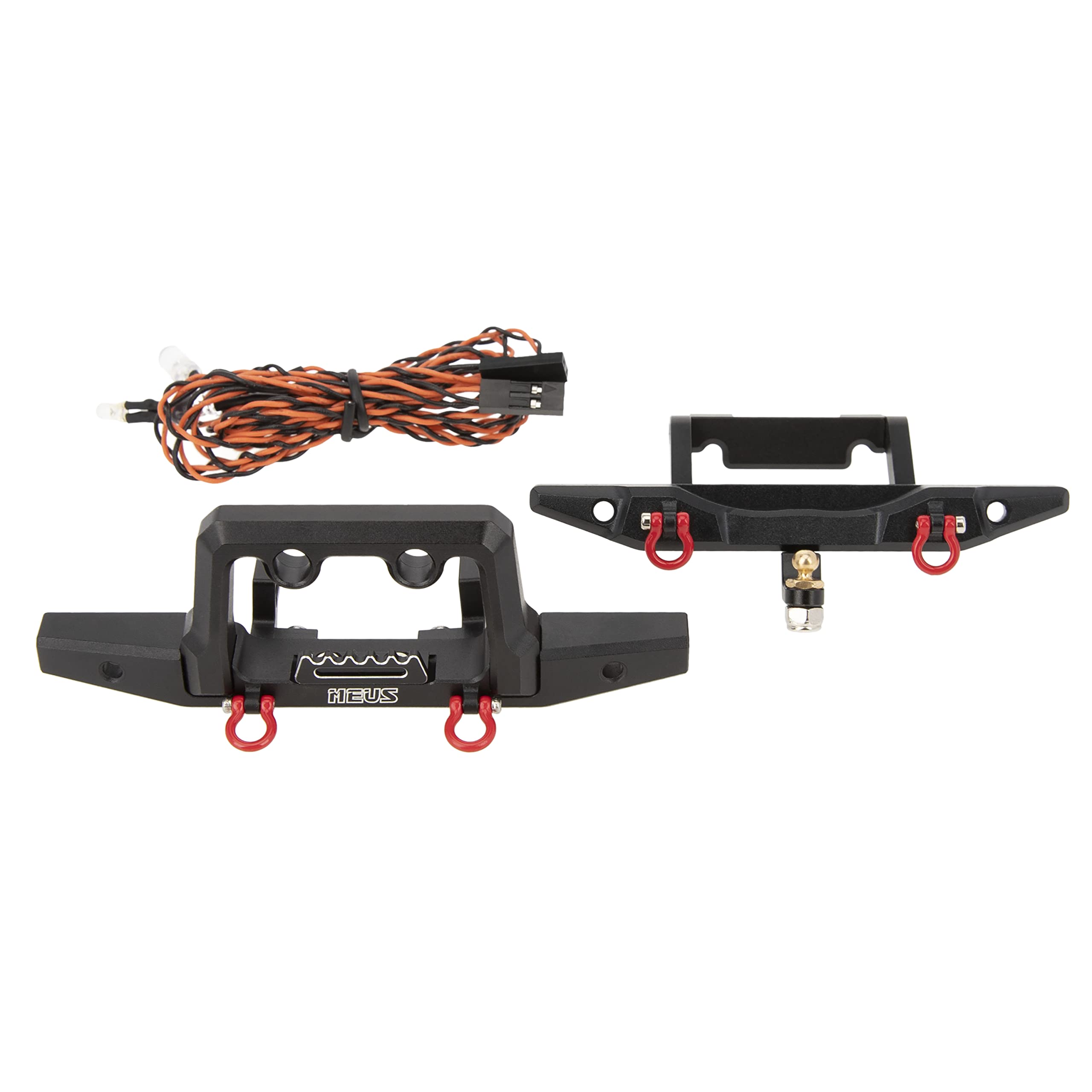 MEUS RACING TRX4M Front & Rear Bumper with LED Lights - Upgrade Parts for TRX4M Defender 1/18 Scale RC Crawler - Perfect for Off-Road Trails & Rock Crawling Adventures