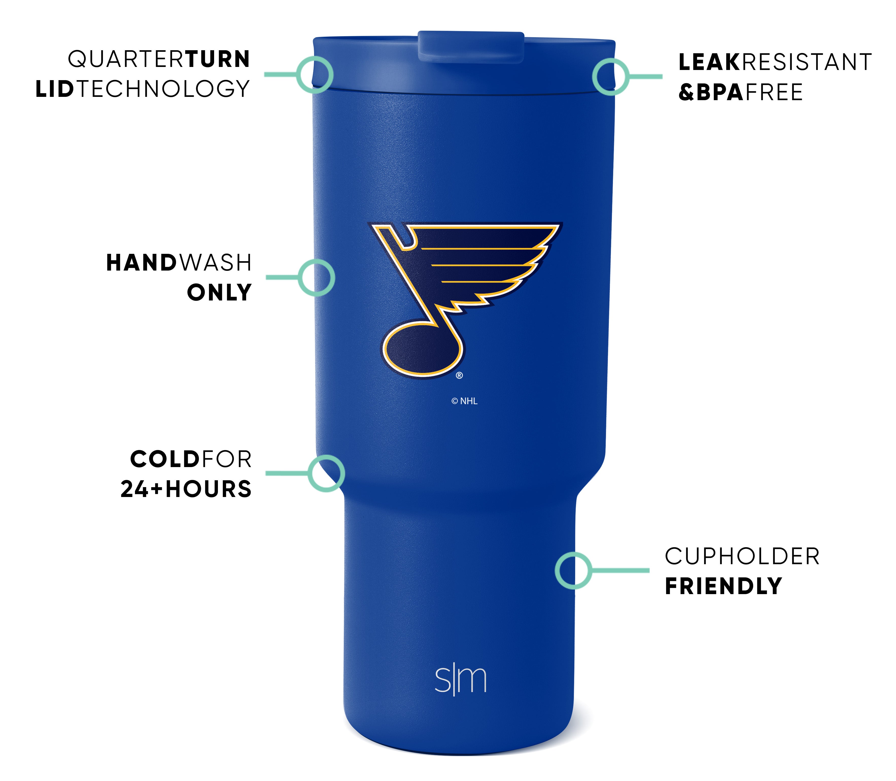 NHL Trek Tumbler 20oz Stainless Steel Insulated Water Bottle with Lid - Keeps Drinks Hot/Cold for Hours - Perfect for Hockey Games, Outdoor Adventures & Office Use