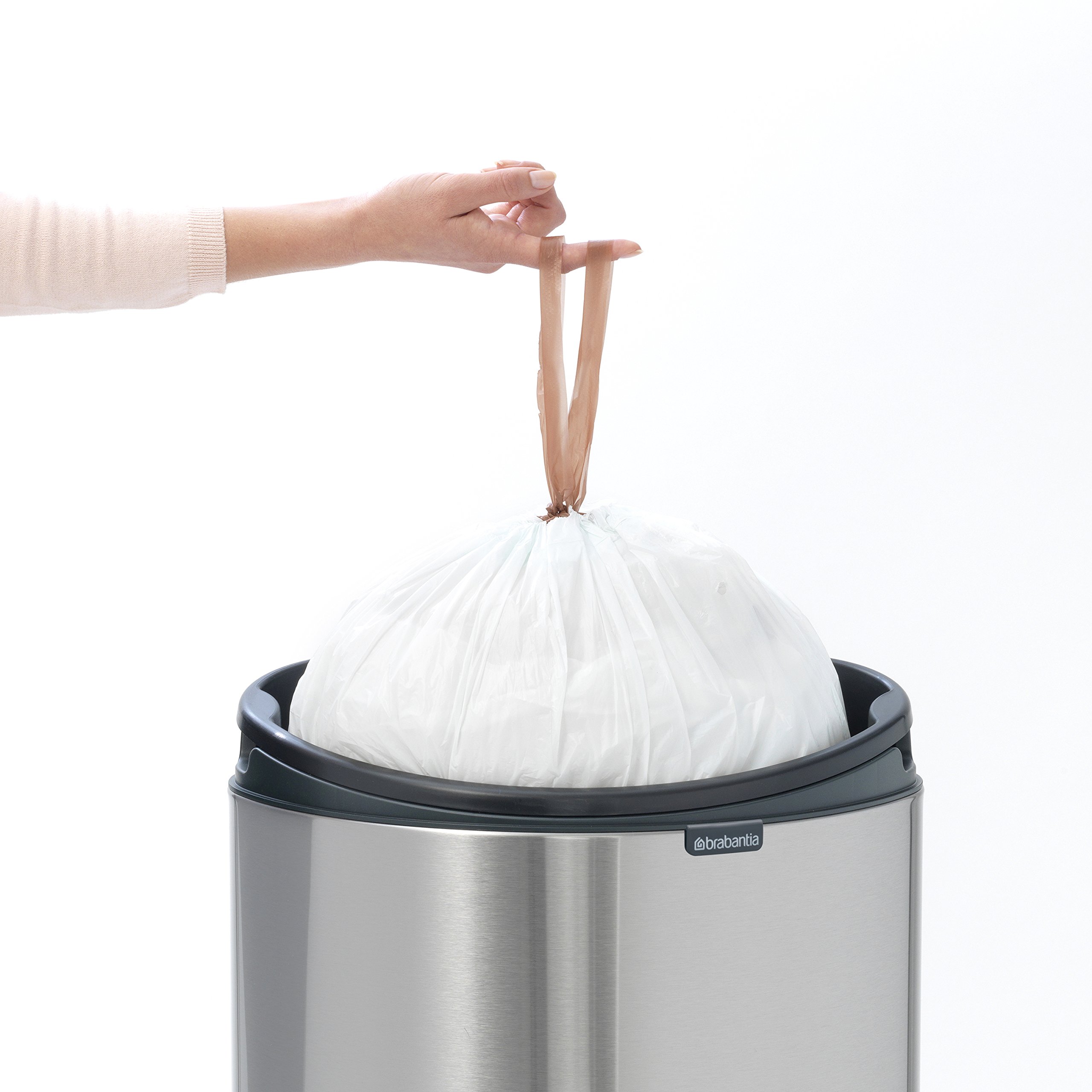 Brabantia 10.6 Gallon Stainless Steel Touch Kitchen Trash Can with Removable Lid - Soft-Touch Opening, Includes Waste Bags | Perfect for Modern Kitchens, Office Spaces & Eco-Friendly Homes