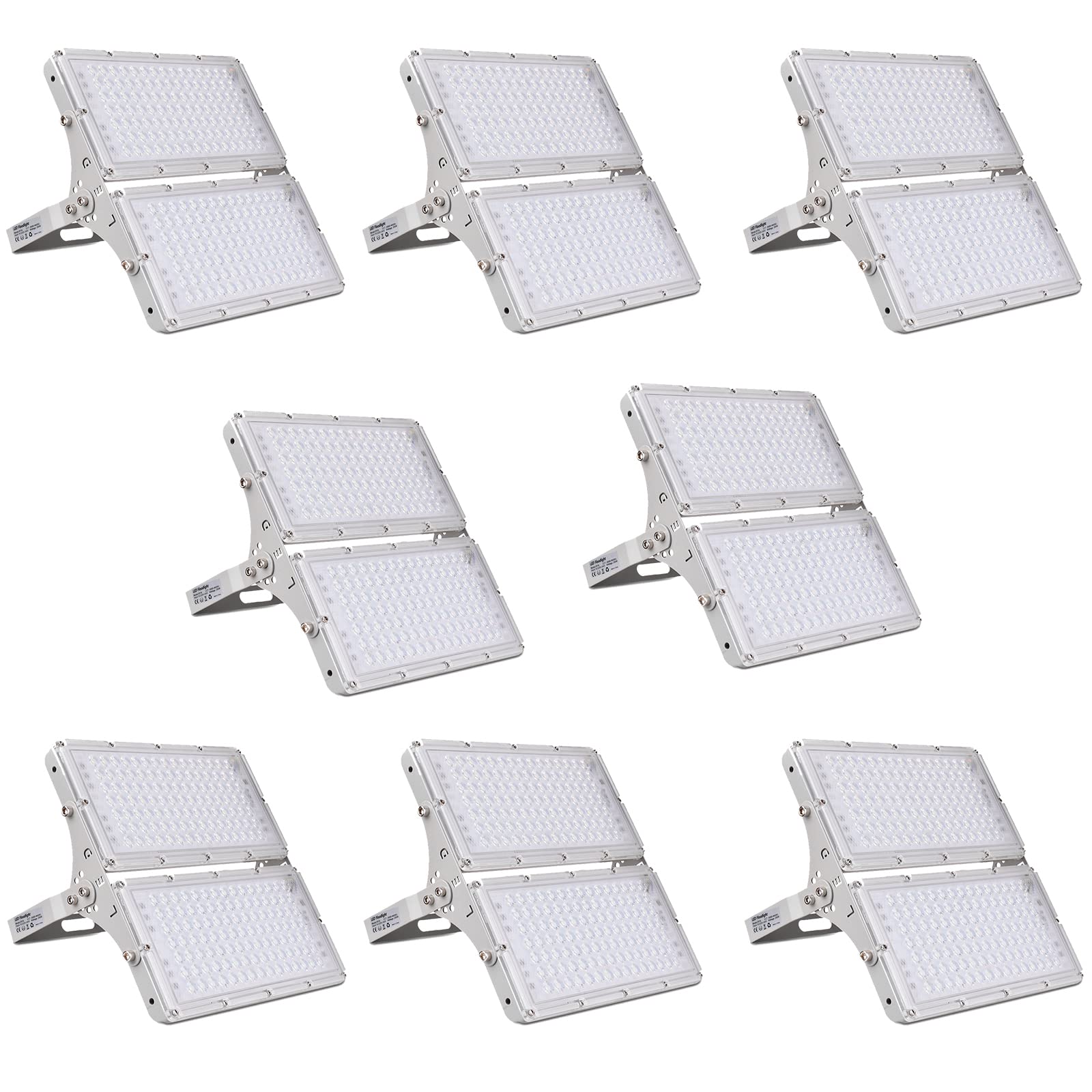 8PCS 200W LED Flood Lights Outdoor - 16000LM Super Bright Security Lights, 6000K Daylight White, IP65 Waterproof - Perfect for Stadium, Lawn, Arena, Yard, Garage & Parking Lot Lighting