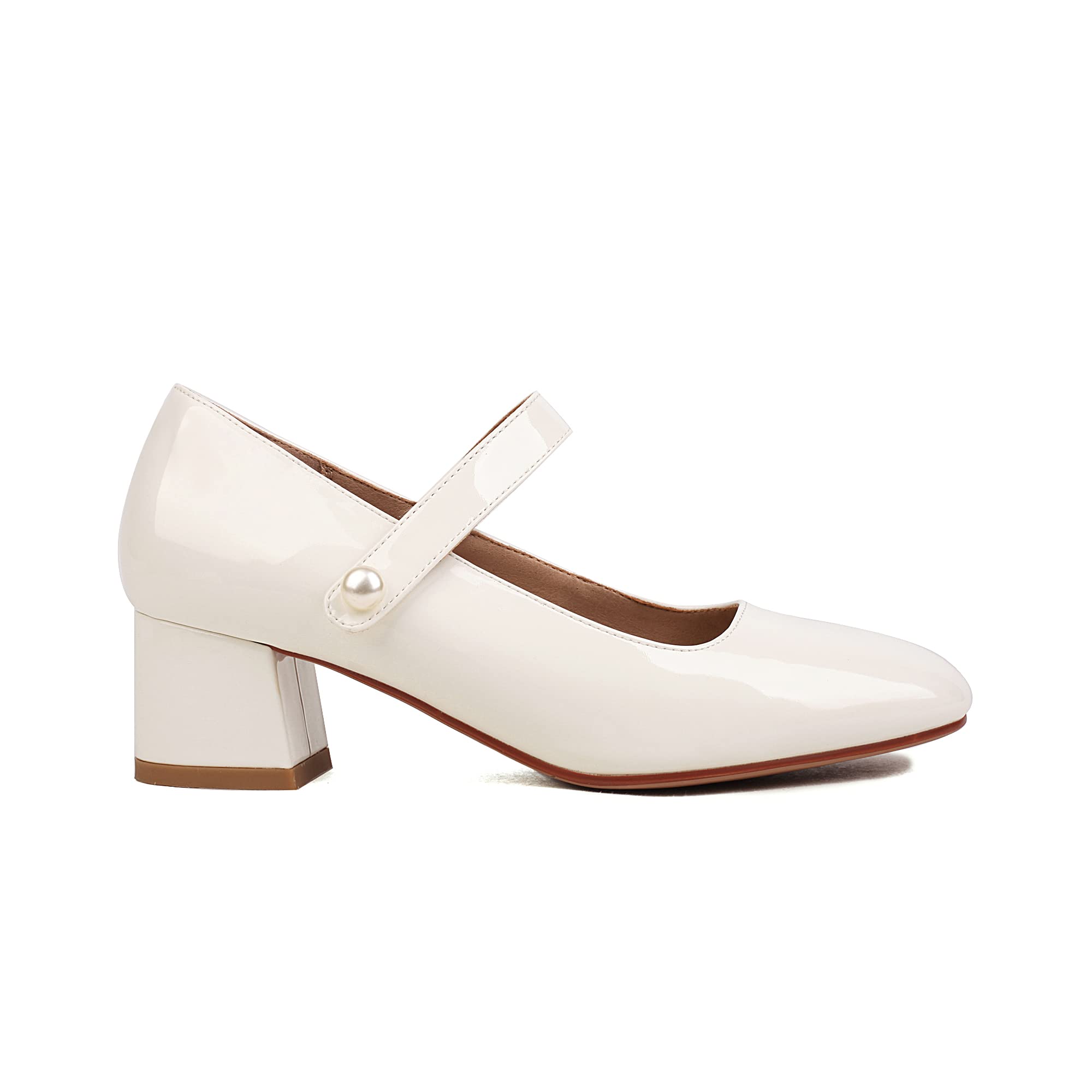 Women's Naiyee Mary Jane Shoes - Chunky Heel Ankle Strap Dress Pumps with Low Heels & Rounded Toe | Perfect for Office, Weddings & Formal Events