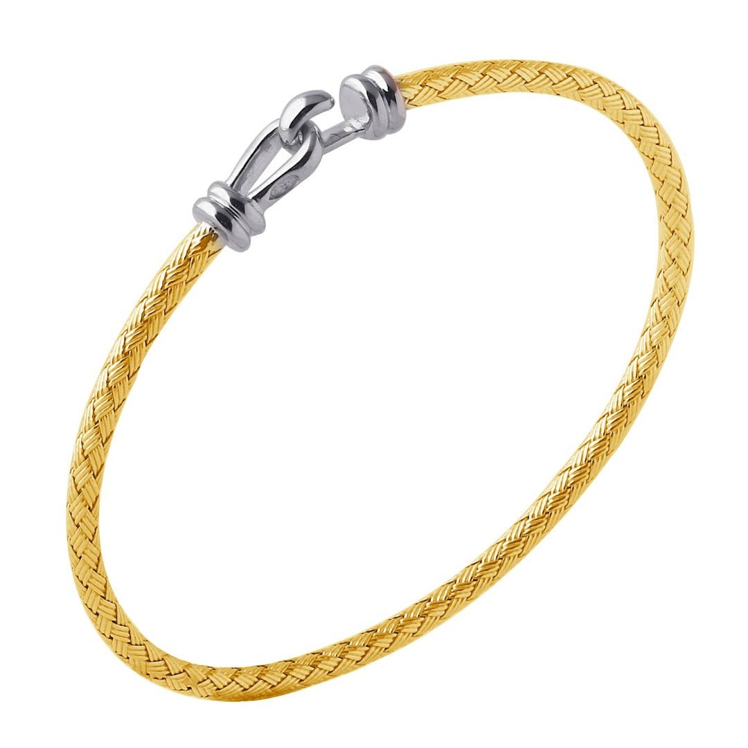 18K Gold Plated Sterling Silver 3mm Mesh Bangle Bracelet for Women - Elegant Stackable Jewelry for Parties, Weddings & Everyday Wear