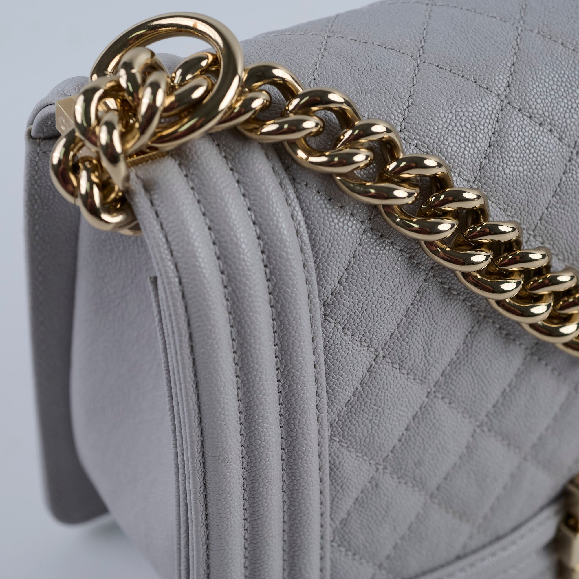 Chanel Boy Bag Old Medium Grey Caviar Leather Crossbody Bag - Luxury Designer Handbag for Women, Perfect for Parties, Dating & Daily Use