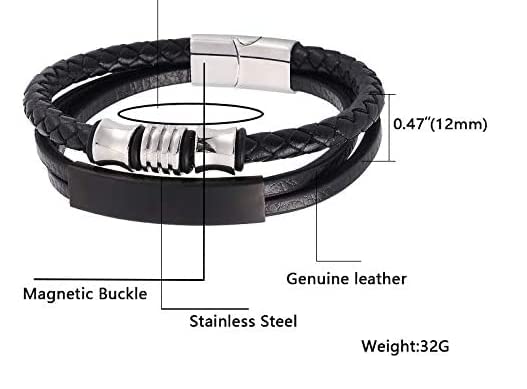 I Am Enough Leather Bracelet for Women & Men - Inspirational Quote Bracelet for Teens, Birthday, Christmas, Graduation Gifts - Motivational Leather Jewelry for Daily Encouragement & Self-Love