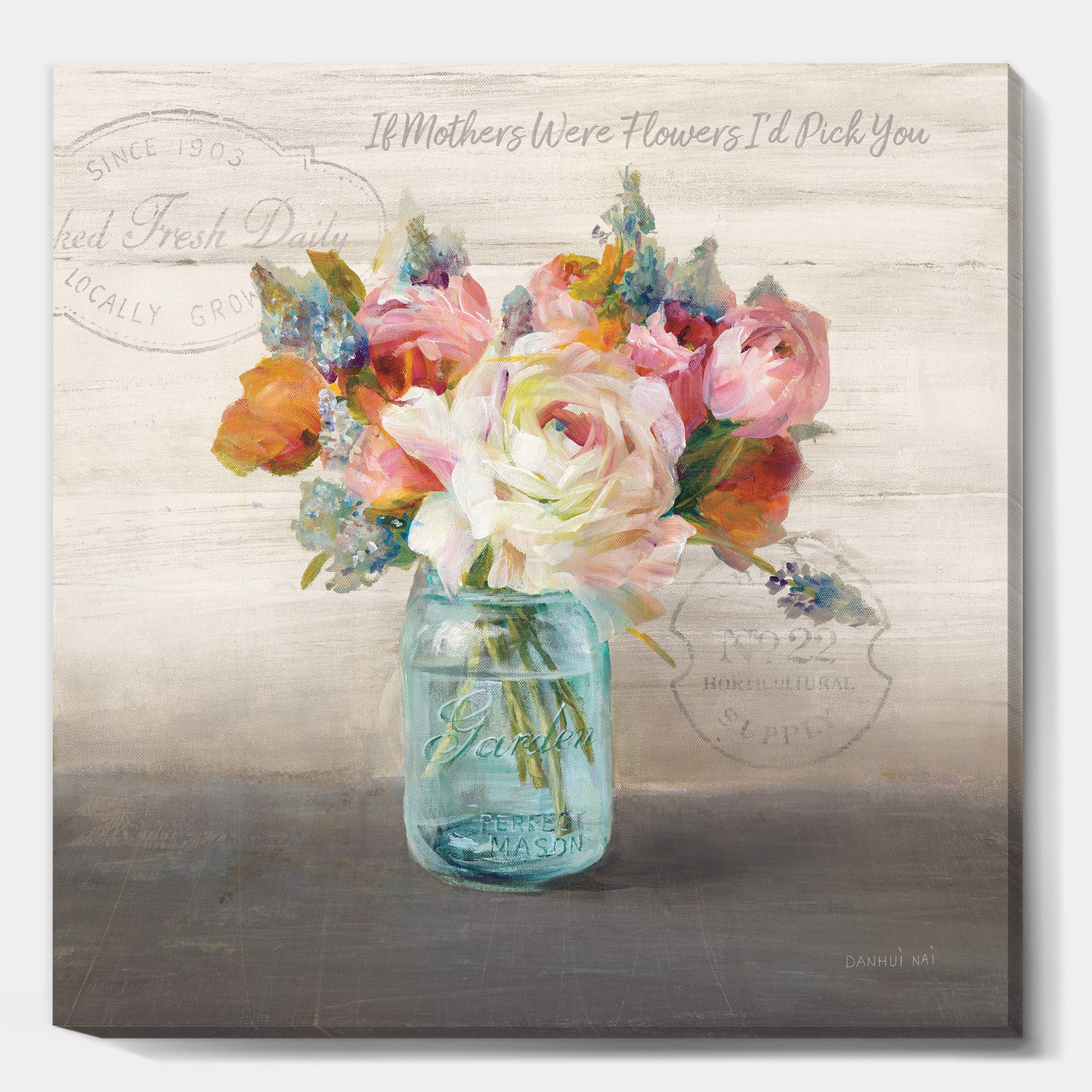 French Cottage Bouquet II Canvas Wall Art - Floral Home Decor for Living Room, Bedroom & Office - Mothers Day Gift Idea - Premium Printed Painting for Housewarming & Interior Design