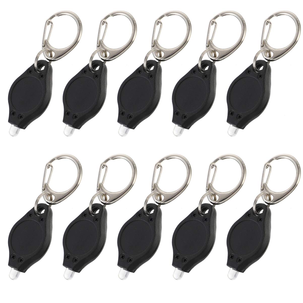 ULTECHNOVO 10-Pack Mini LED Flashlight Keychain - Bright White Light, Compact Keyring Torch for Men & Women - Perfect for Outdoor, Night Use, Camping, Hiking & Emergency Kits
