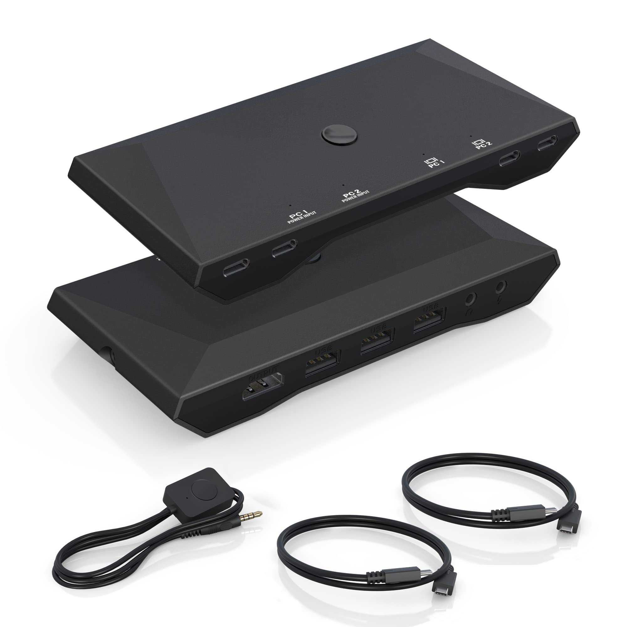 4K@60Hz USB C KVM Switch - Dual Port Type-C KVM Switcher for 2 Computers Sharing 1 HDMI Monitor | Supports Audio, Microphone & 3 USB Devices (Keyboard/Mouse) | Perfect for Home Office & Gaming Setup