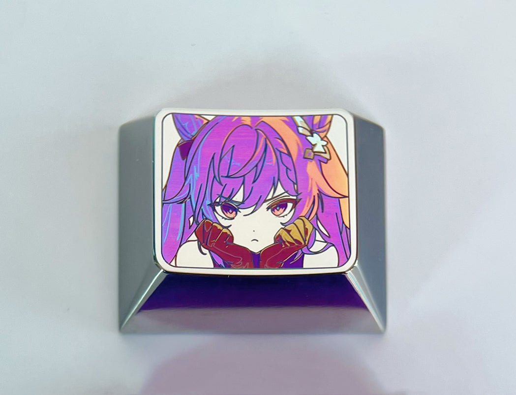 Keqing 1.25U Color Titanium Alloy Custom Engraved Keycaps for Mechanical Keyboards - Premium Keyboard Accessories for Gaming, Typing & Custom Builds