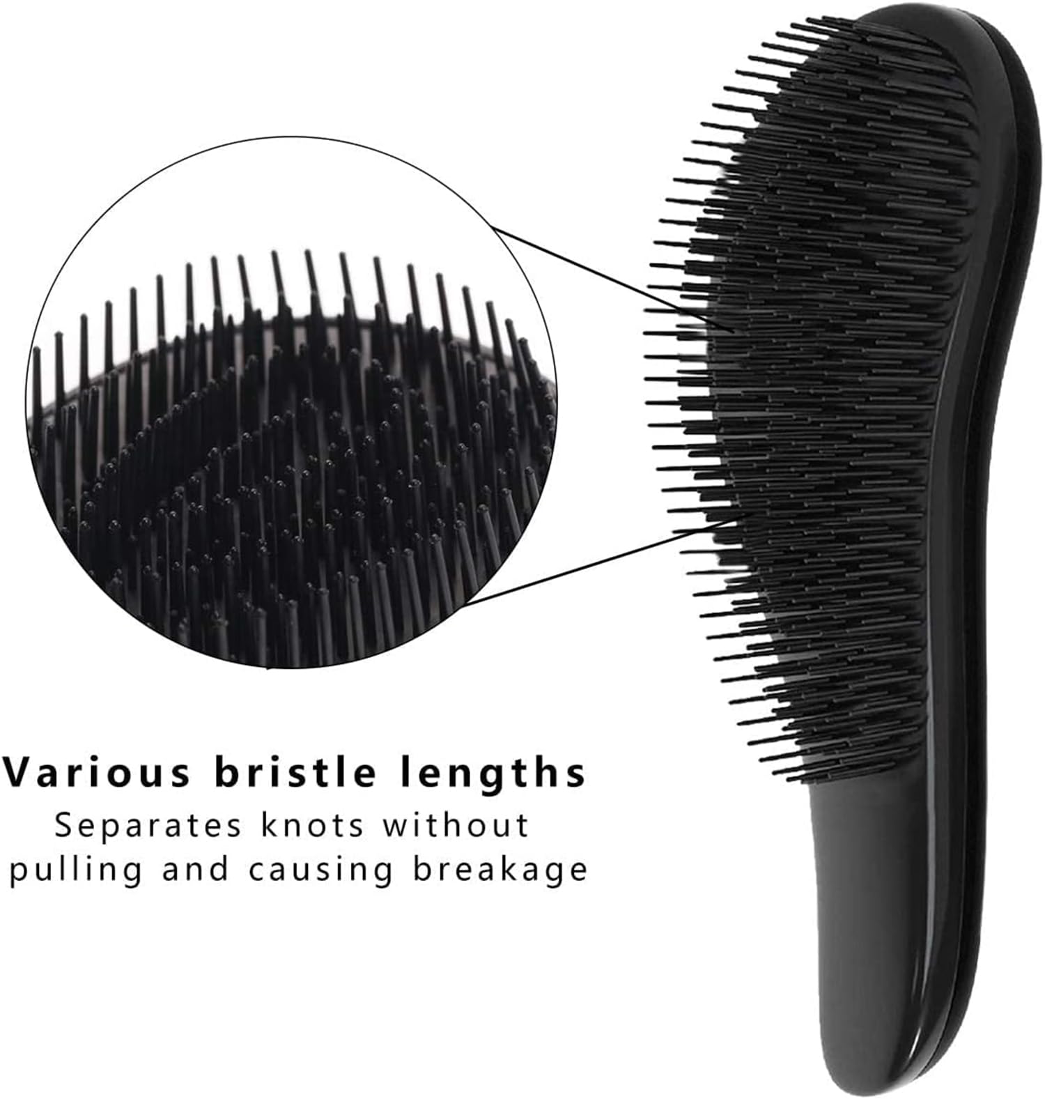 INOVERA Detangling Hair Brush for Women & Men - Wet & Dry Hair Detangler Brush for Curly, Straight & Thick Hair - Knot & Tangle Remover Comb (Black) - Perfect for Daily Hair Care, Travel & Salon Use