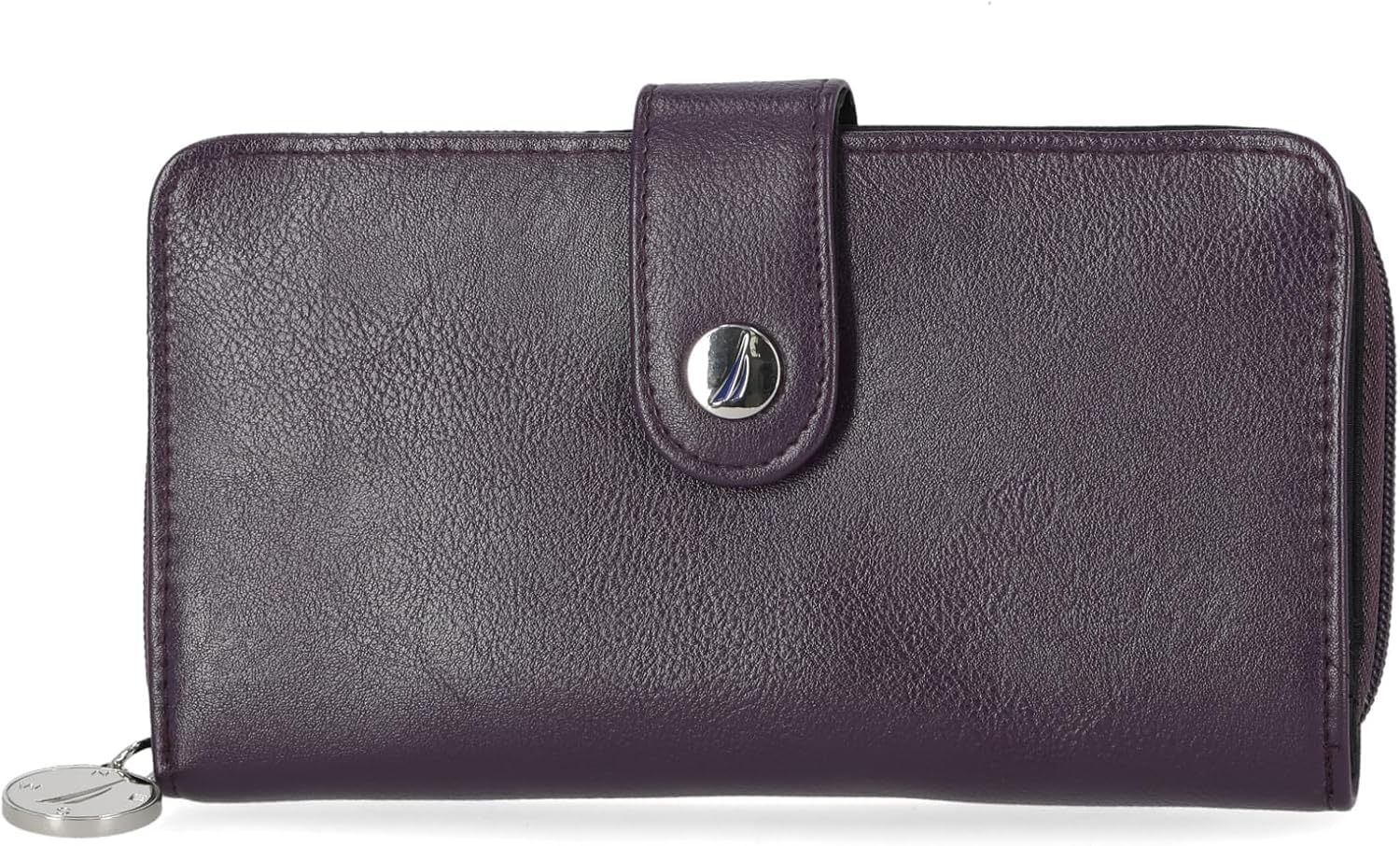 Nautica Women's Vegan Leather RFID Wallet - Zip Around Clutch with Large Slim Phone Case & Multi Card Organizer (Plum) | Perfect for Travel, Work & Everyday Use
