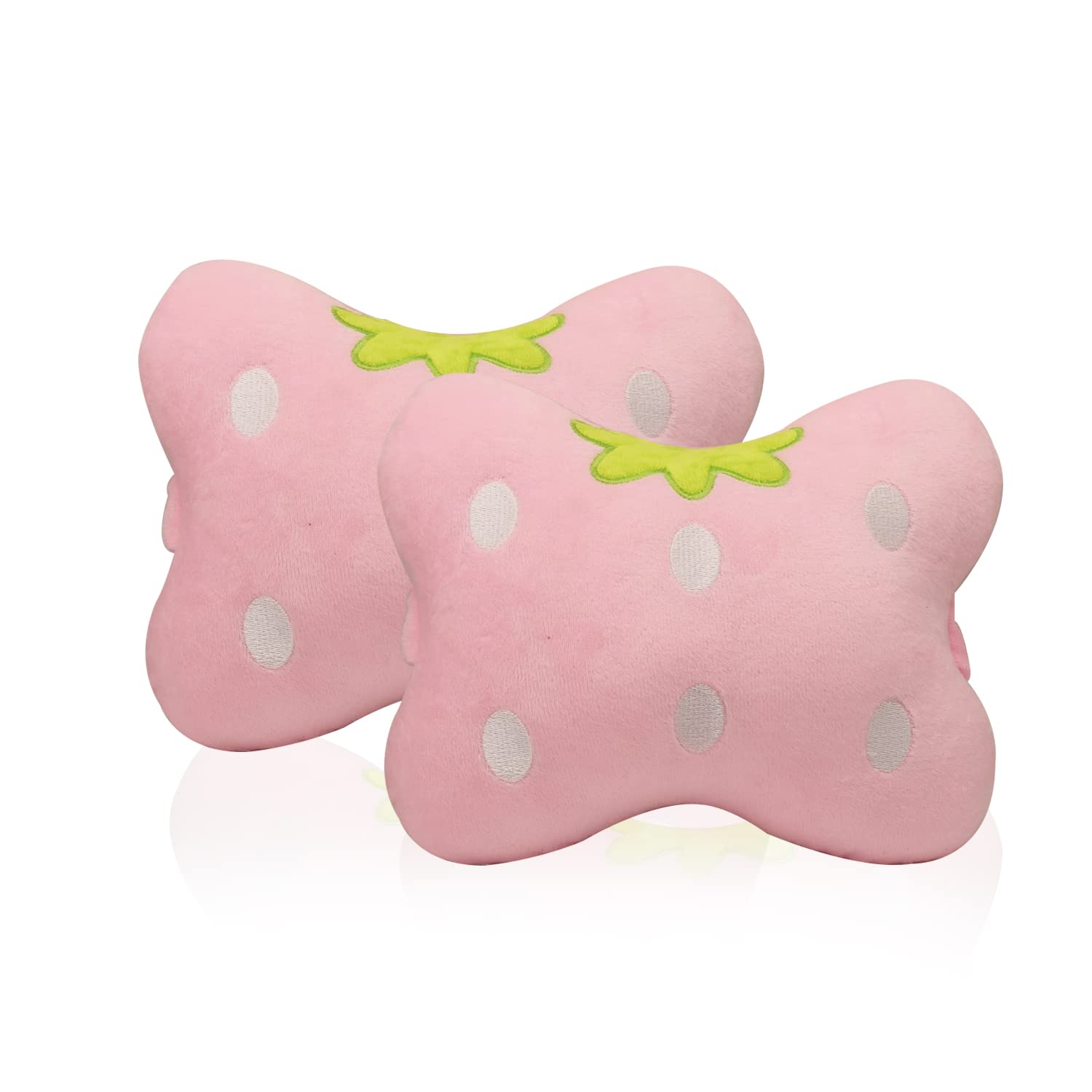 2Pcs Universal Car Seat Cushion Neck Pillow - Pink Strawberry Design - Comfortable Headrest Support for Travel, Office & Home Use - Perfect for Long Drives, Napping & Relaxation