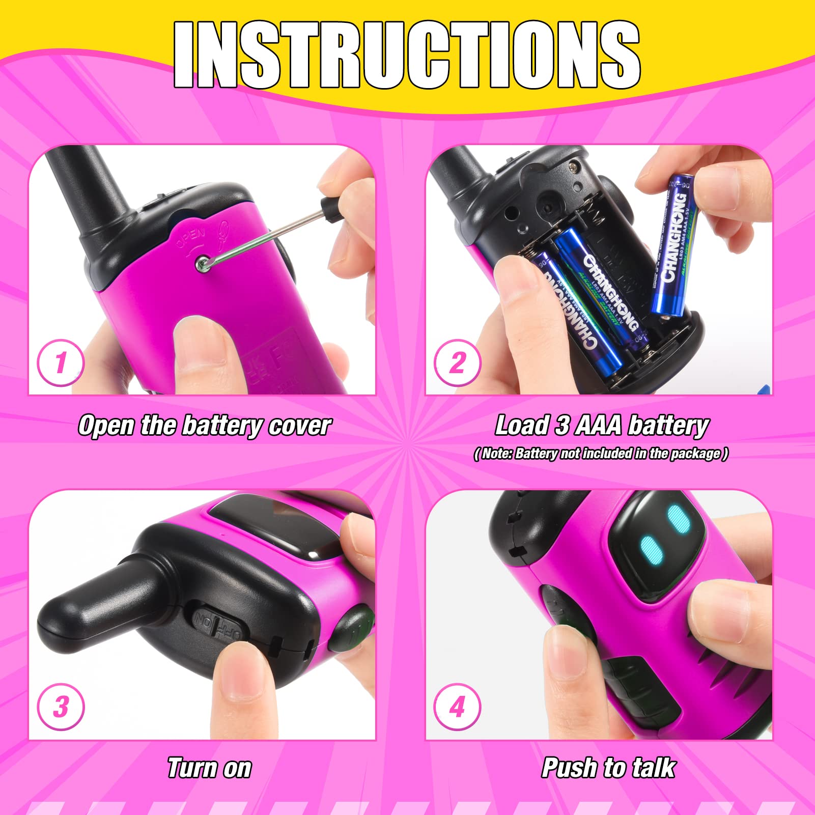 DASTION-99 Kids Walkie Talkies for 3-6 Year Olds - Pink Mini Robot Toy Walkie Talkies for Girls | Best Birthday & Christmas Gifts for 4-6 Year Old Girls | Fun Outdoor Games, Camping Adventures & Stocking Stuffers for Kids