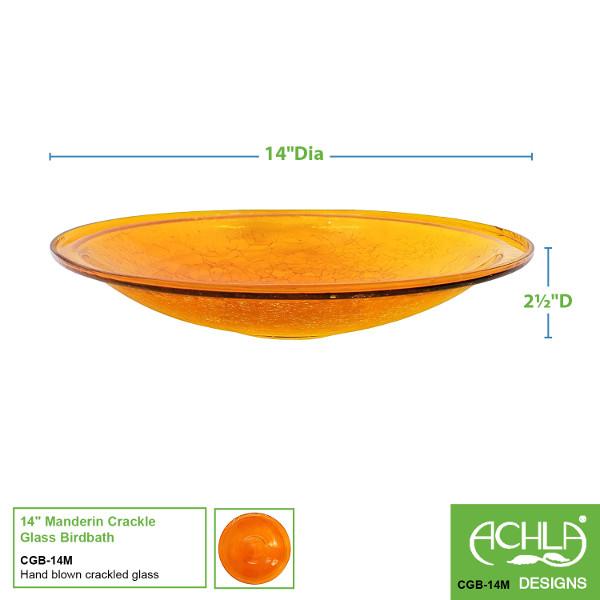 Handmade Mandarin Crackle Glass Birdbath Bowl - Outdoor Garden Decoration for Birds & Wildlife - Perfect for Patio, Yard & Backyard Bird Watching