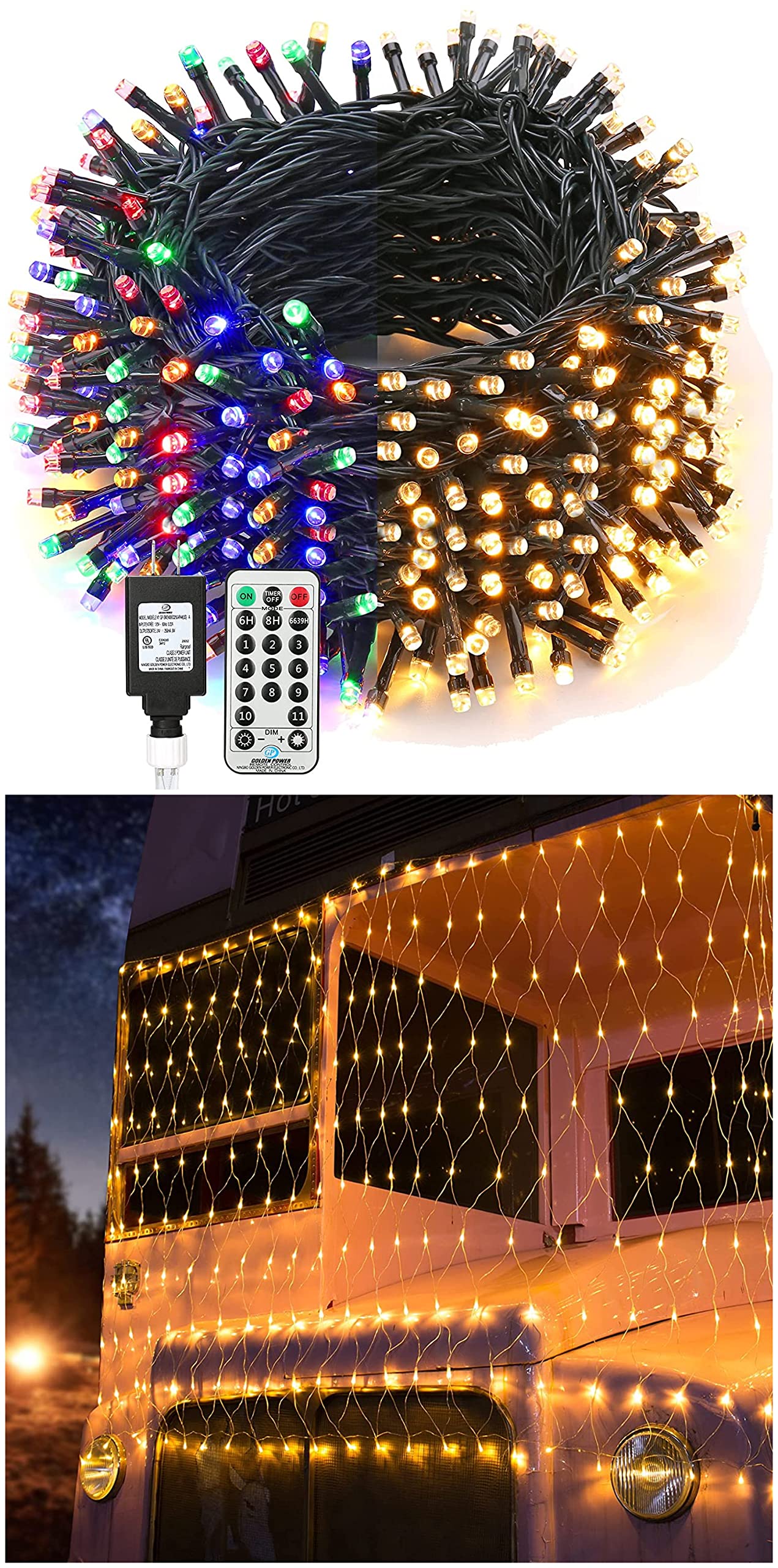 BrizLabs 262ft 800 LED Color Changing Christmas Lights with 11.8ftx4.9ft 360 LED Christmas Bush Lights - 8 Modes Outdoor Plug in Mesh Lights for Tree Wrapping, Garden, Yard, and Holiday Decorations | Perfect for Christmas, Parties, and Outdoor Festive Lighting