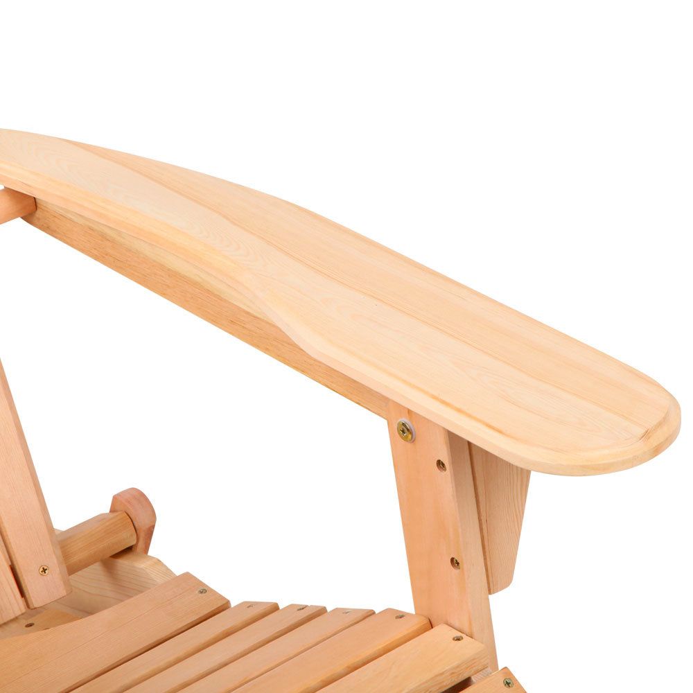 Premium Wooden Adirondack Chair - Outdoor Patio Sun Lounge Beach Chair with Side Table - Natural Finish for Backyard, Poolside & Coastal Relaxation