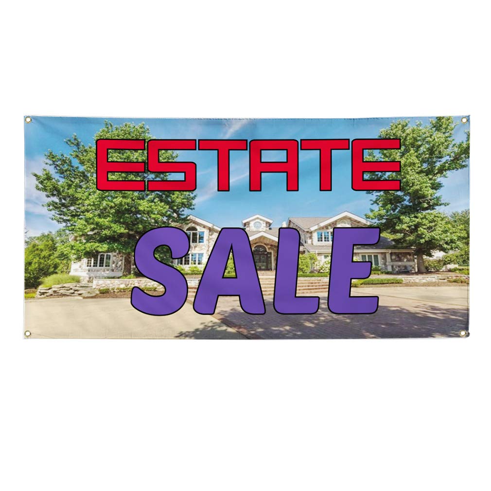 Vinyl Banner - Multiple Sizes (60x144 Inches) - Weatherproof Outdoor Advertising Sign with 10 Grommets - Perfect for Estate Sales, Yard Signs, Business Promotion & Industrial Use - Durable for All Weather Conditions