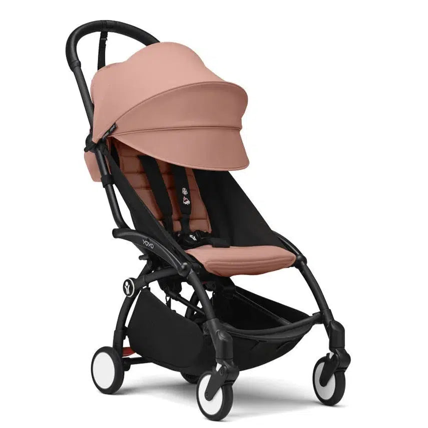 Stokke YOYO 3 Lightweight Baby Stroller for Ages 6+ Months - Black Frame with Ginger Fabric | Compact Foldable Travel Stroller for Airplanes, City Walks & Daily Use