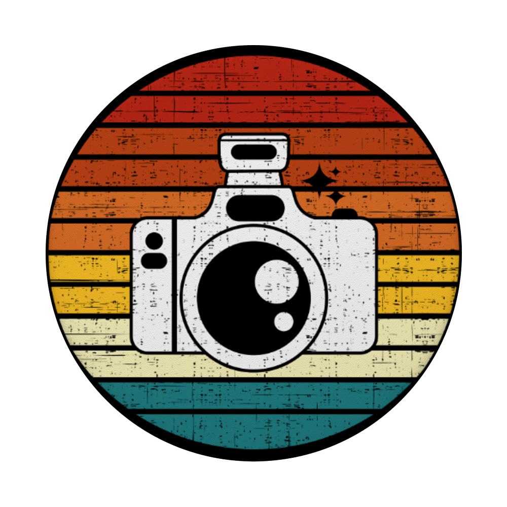Vintage Retro Sunset Photography Camera Photographer PopSockets Standard PopGrip - Cute Phone Grip & Stand for Smartphones, Perfect for Travel, Selfies, and Daily Use