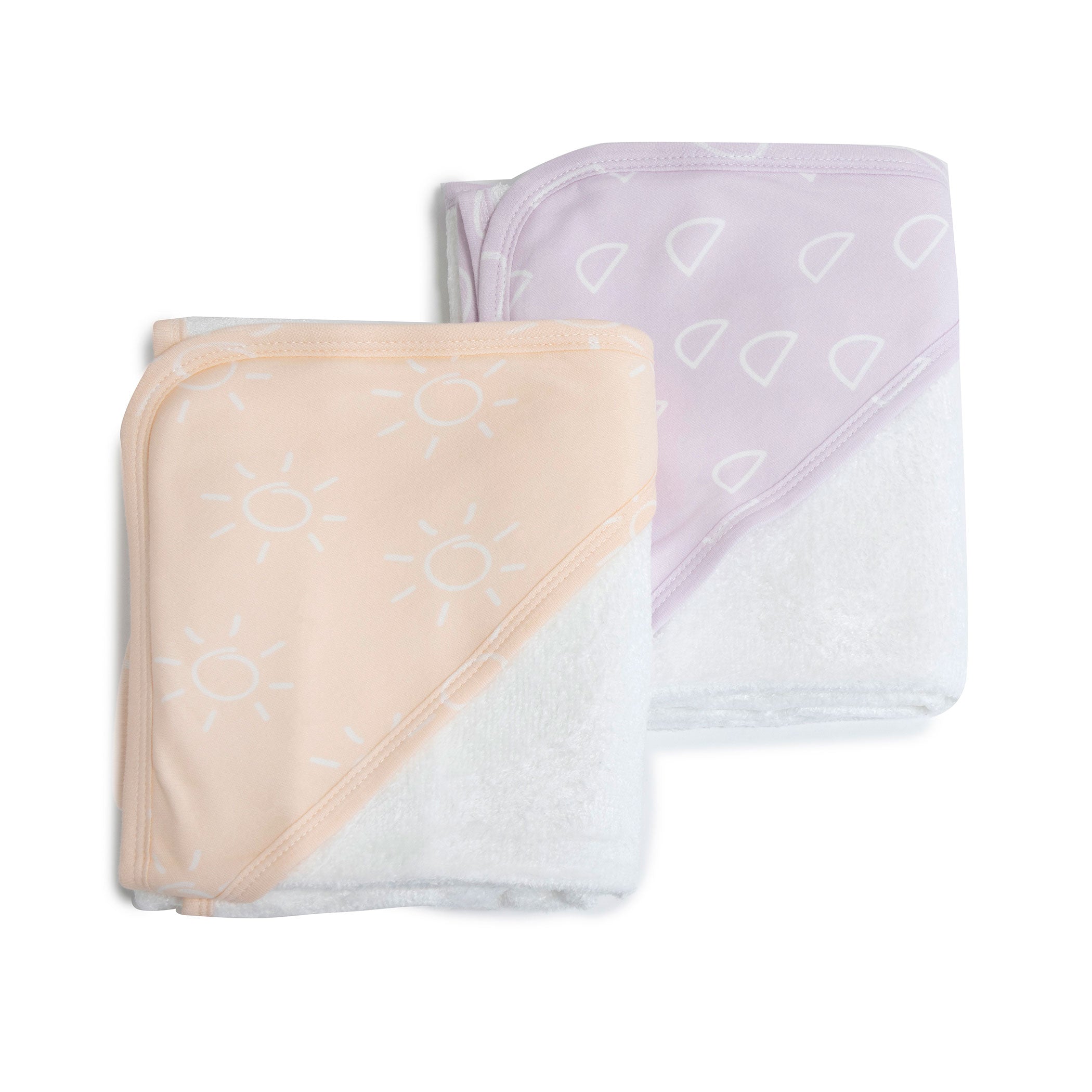 Nordic 2-Pack Hooded Baby Towel Set - Soft Peach & Lilac for Newborns, Infants & Toddlers - Perfect for Bath Time, Swimming & Beach Outings