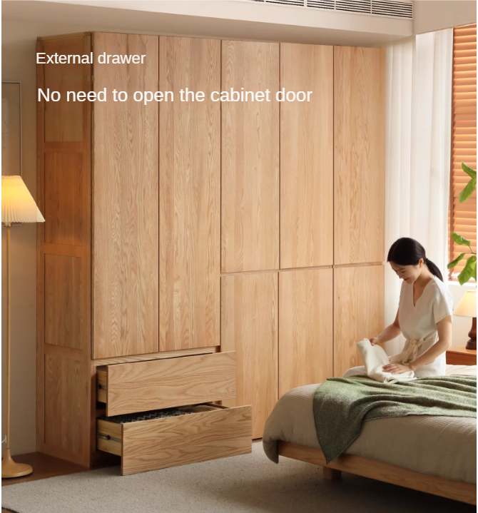 Oak Solid Wood Sectional Wardrobe - Spacious Modular Closet Organizer for Bedroom & Walk-in Closets | Durable Storage Solution for Clothes, Shoes & Accessories