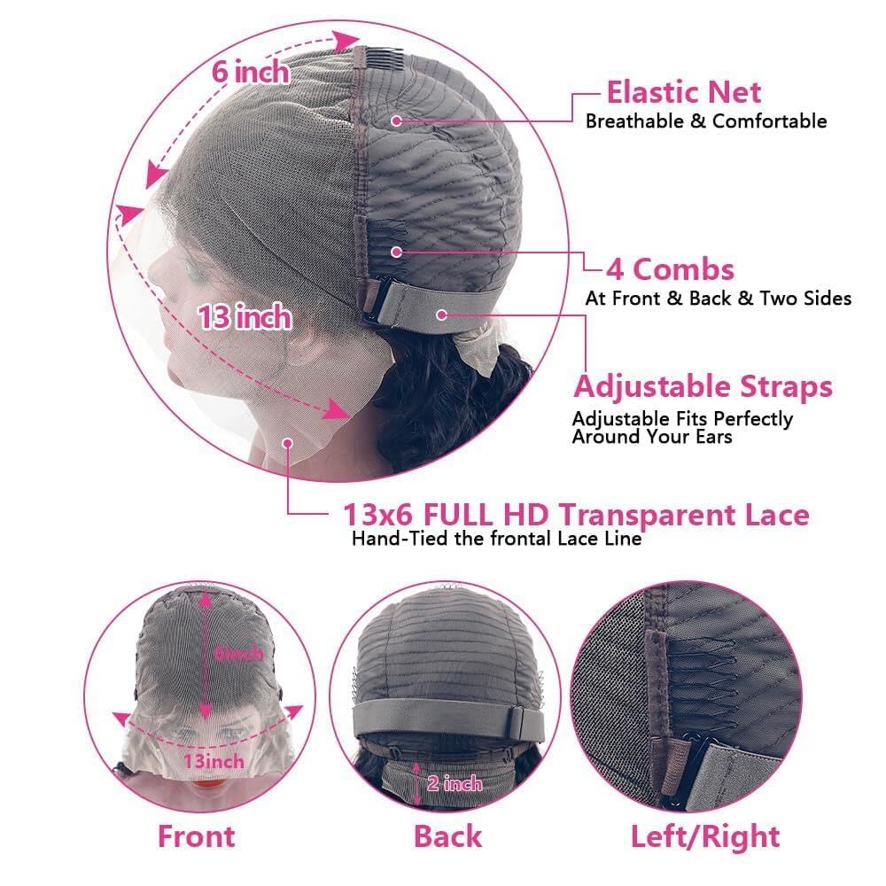 Ainmeys 20inch 13x6 Body Wave Lace Front Wigs Human Hair 250% Density Pre Plucked HD Transparent Lace Frontal Wigs for Black Women - 10A Glueless Wigs with Baby Hair | Perfect for Daily Wear, Cosplay, and Special Occasions
