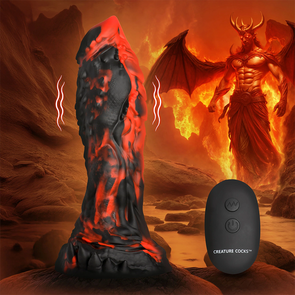 Creature Cock Inferno Rippled Vibrating Remote Control Dildo - Powerful Adult Toy for Couples & Solo Play, Perfect for Spicing Up Bedroom Fun & Long Distance Relationships