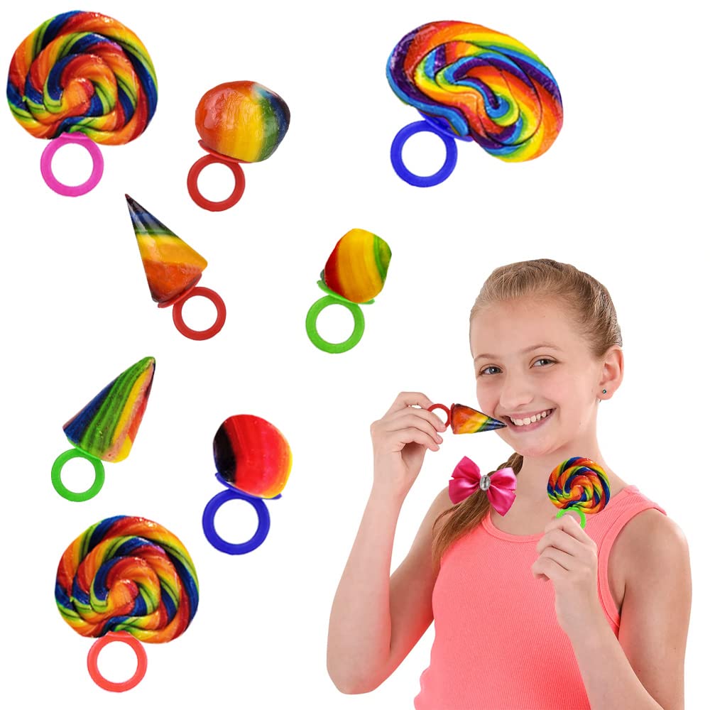 Fruidles Crazy Fruit Candy Rings - Assorted Flavors Hard Candy Lollipops, Individually Wrapped (42-Pack) - Perfect for Birthday Parties, Halloween Treats & Classroom Rewards